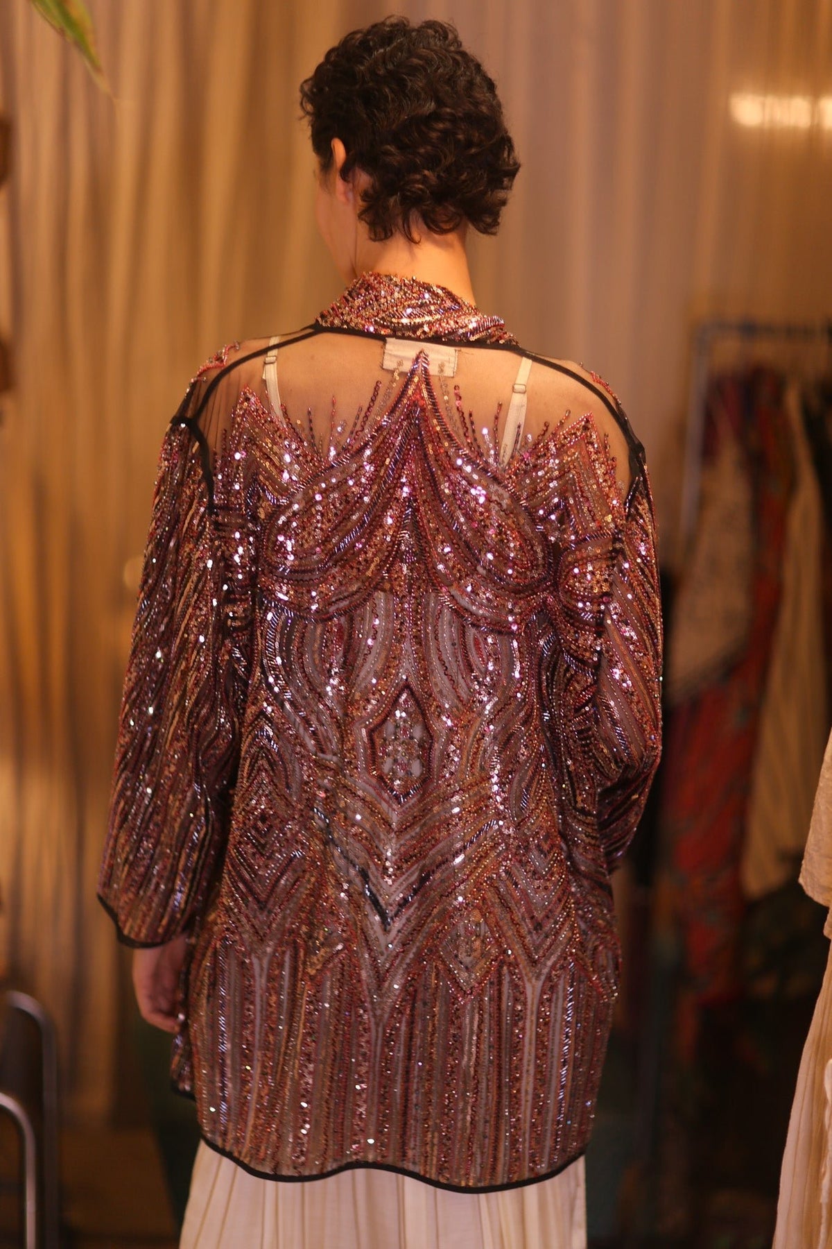 HEAVY SEQUINED EMBROIDERD SHORT KIMONO KAI - MOMO STUDIO BERLIN - Berlin Concept Store - sustainable & ethical fashion