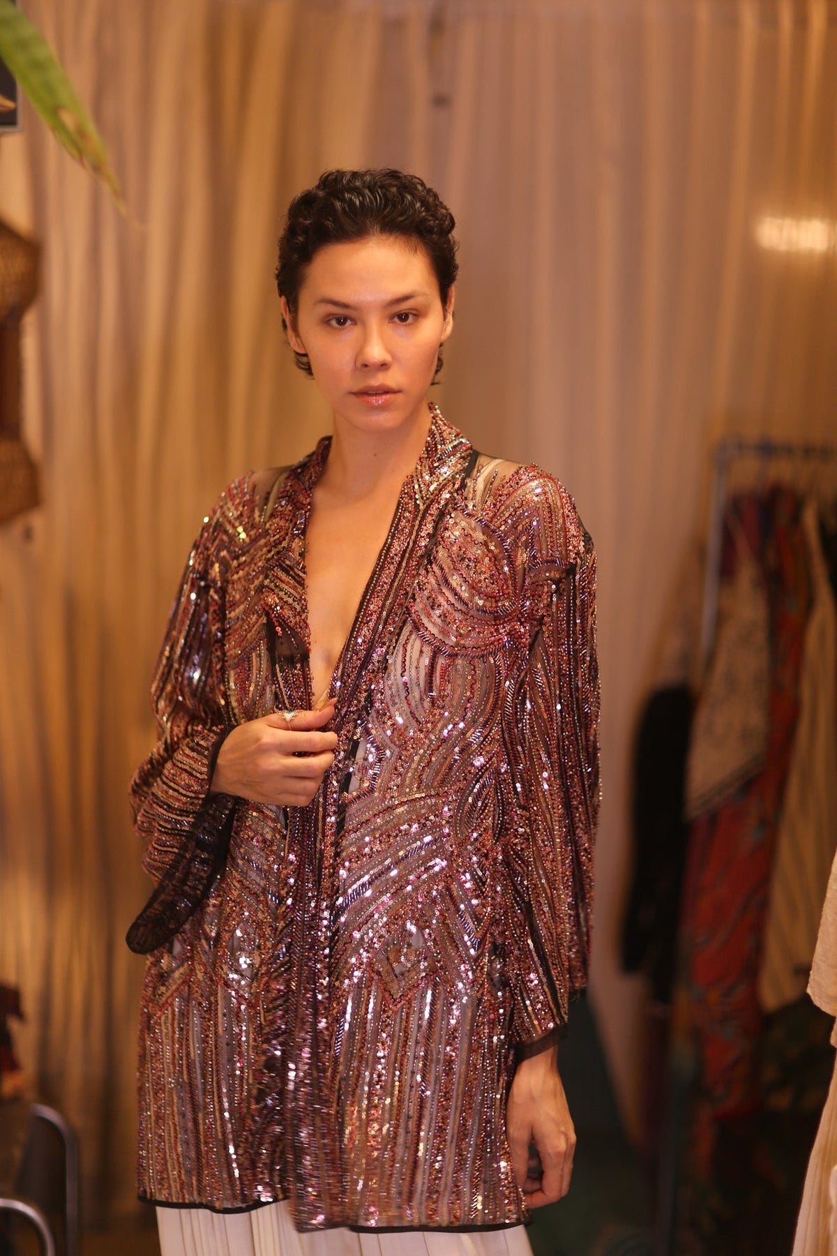 HEAVY SEQUINED EMBROIDERD SHORT KIMONO KAI - MOMO STUDIO BERLIN - Berlin Concept Store - sustainable & ethical fashion