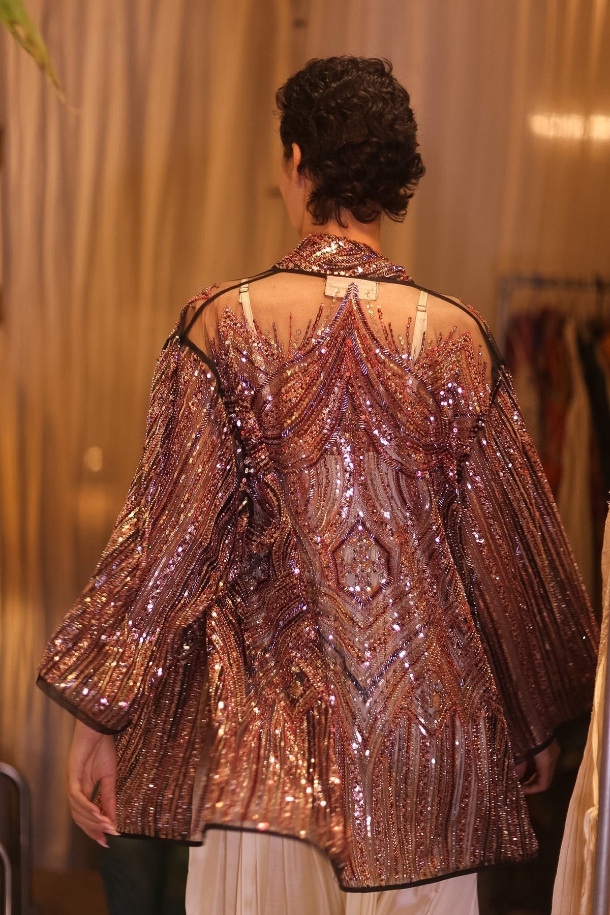 HEAVY SEQUINED EMBROIDERD SHORT KIMONO KAI - MOMO STUDIO BERLIN - Berlin Concept Store - sustainable & ethical fashion
