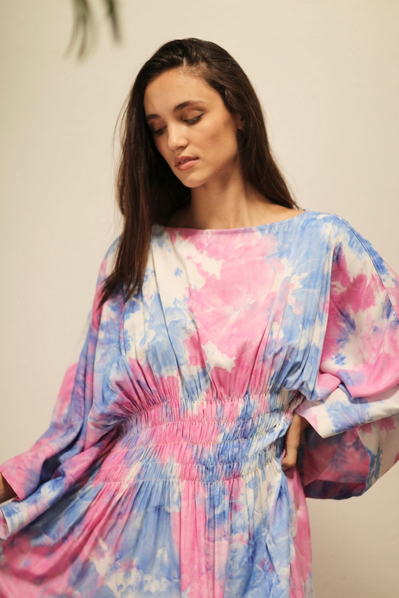 HECATE TWIN BLUE PINK KAFTAN DRESS - MOMO STUDIO BERLIN - Berlin Concept Store - sustainable & ethical fashion