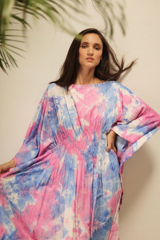 HECATE TWIN BLUE PINK KAFTAN DRESS - MOMO STUDIO BERLIN - Berlin Concept Store - sustainable & ethical fashion