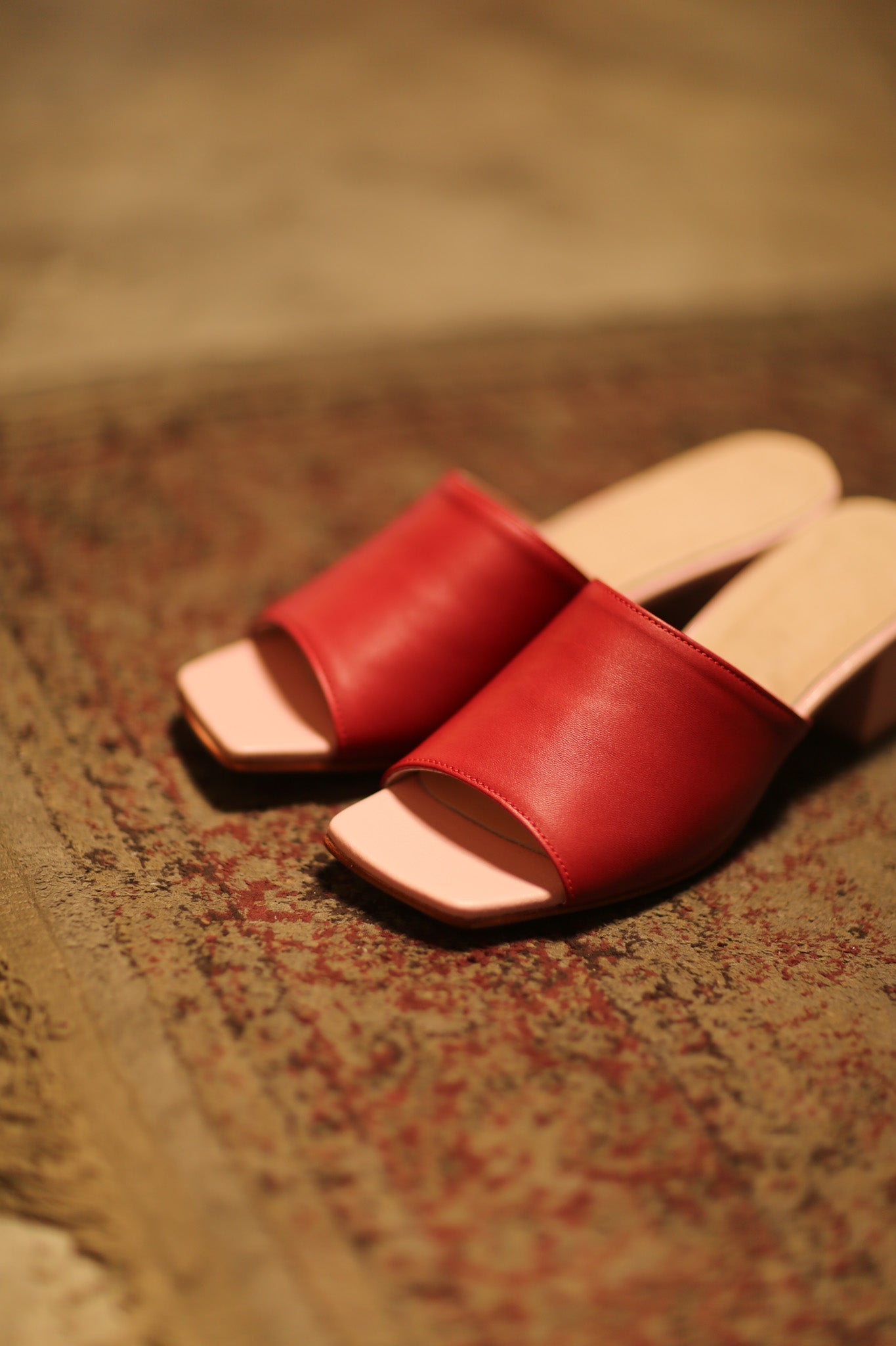 HEELED LEATHER MULES LORIN RED PINK - MOMO STUDIO BERLIN - Berlin Concept Store - sustainable & ethical fashion