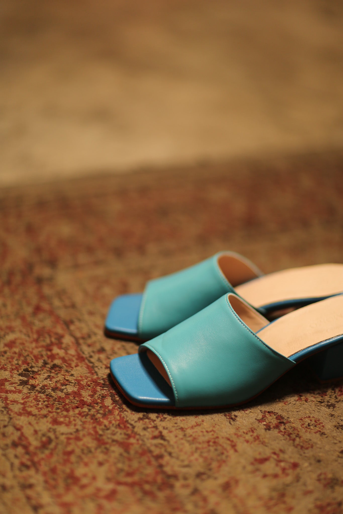 HEELED LEATHER MULES TURQUOISE AQUA BLUE - MOMO STUDIO BERLIN - Berlin Concept Store - sustainable & ethical fashion