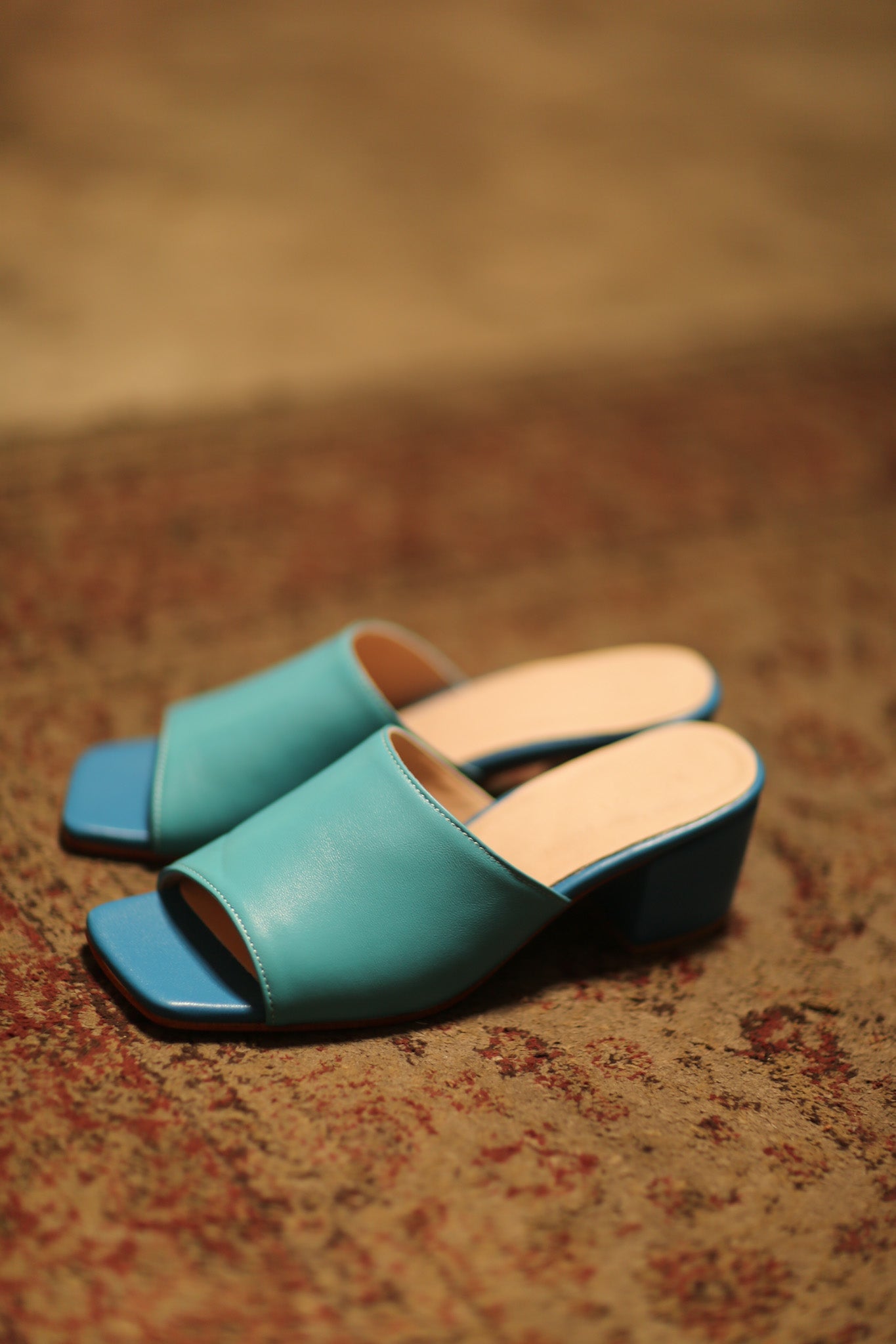 HEELED LEATHER MULES TURQUOISE AQUA BLUE - MOMO STUDIO BERLIN - Berlin Concept Store - sustainable & ethical fashion