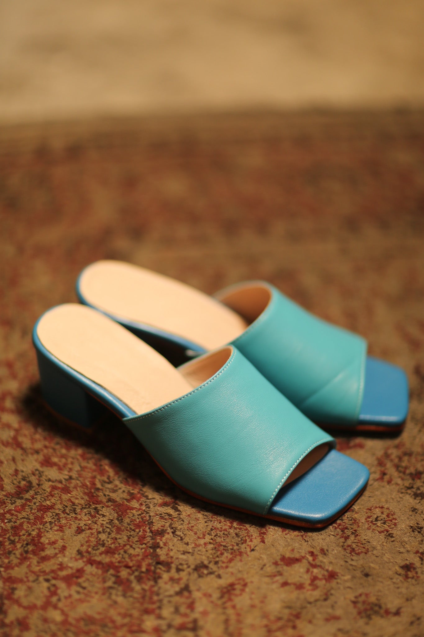 HEELED LEATHER MULES TURQUOISE AQUA BLUE - MOMO STUDIO BERLIN - Berlin Concept Store - sustainable & ethical fashion