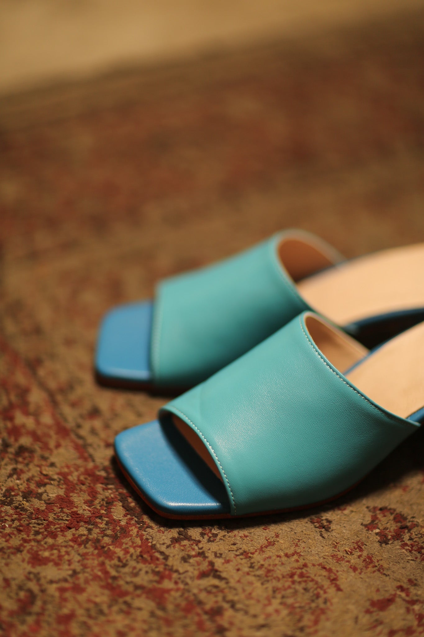 HEELED LEATHER MULES TURQUOISE AQUA BLUE - MOMO STUDIO BERLIN - Berlin Concept Store - sustainable & ethical fashion