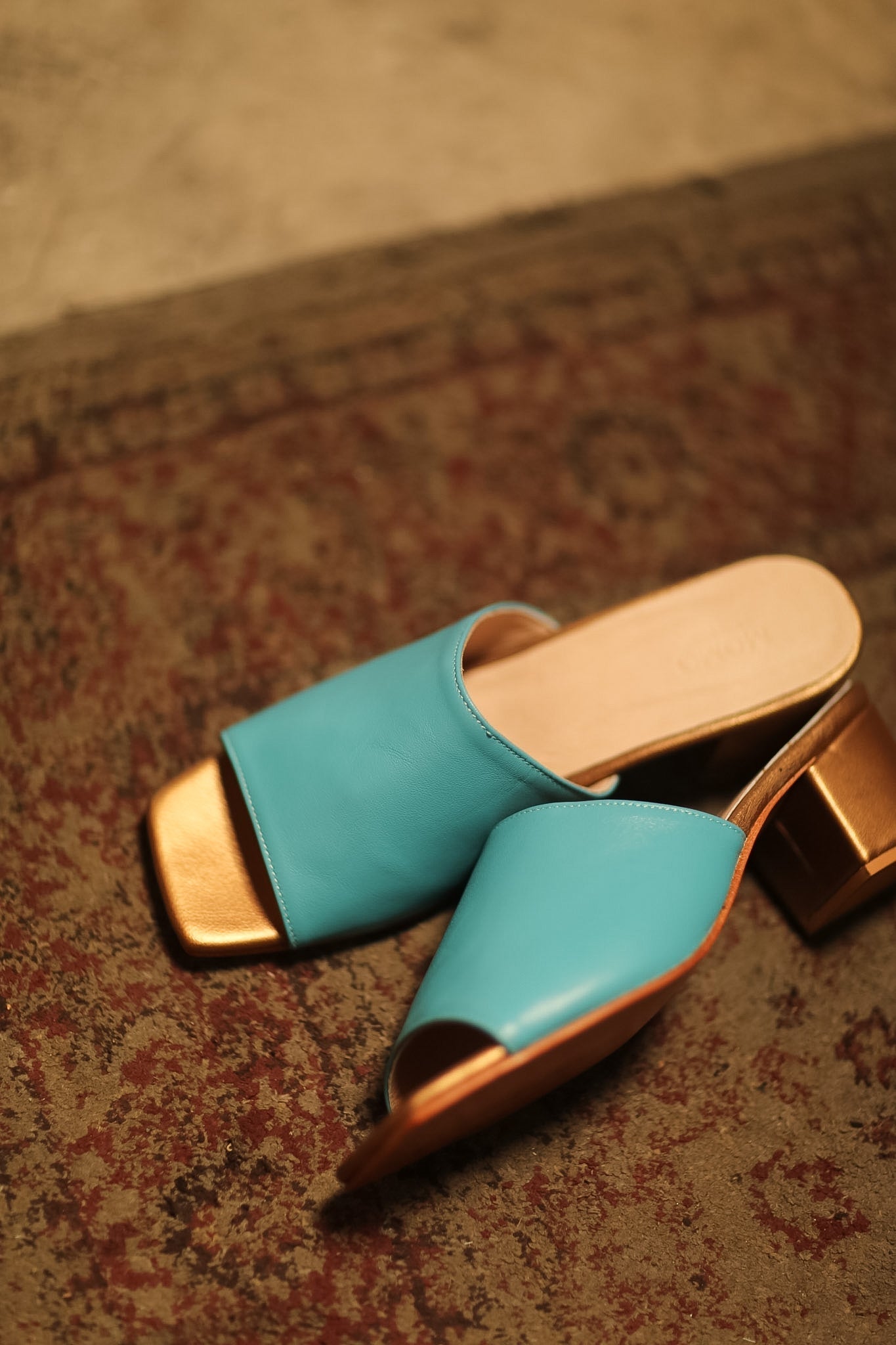 HEELED MULES LORIN AQUA GOLD - MOMO STUDIO BERLIN - Berlin Concept Store - sustainable & ethical fashion