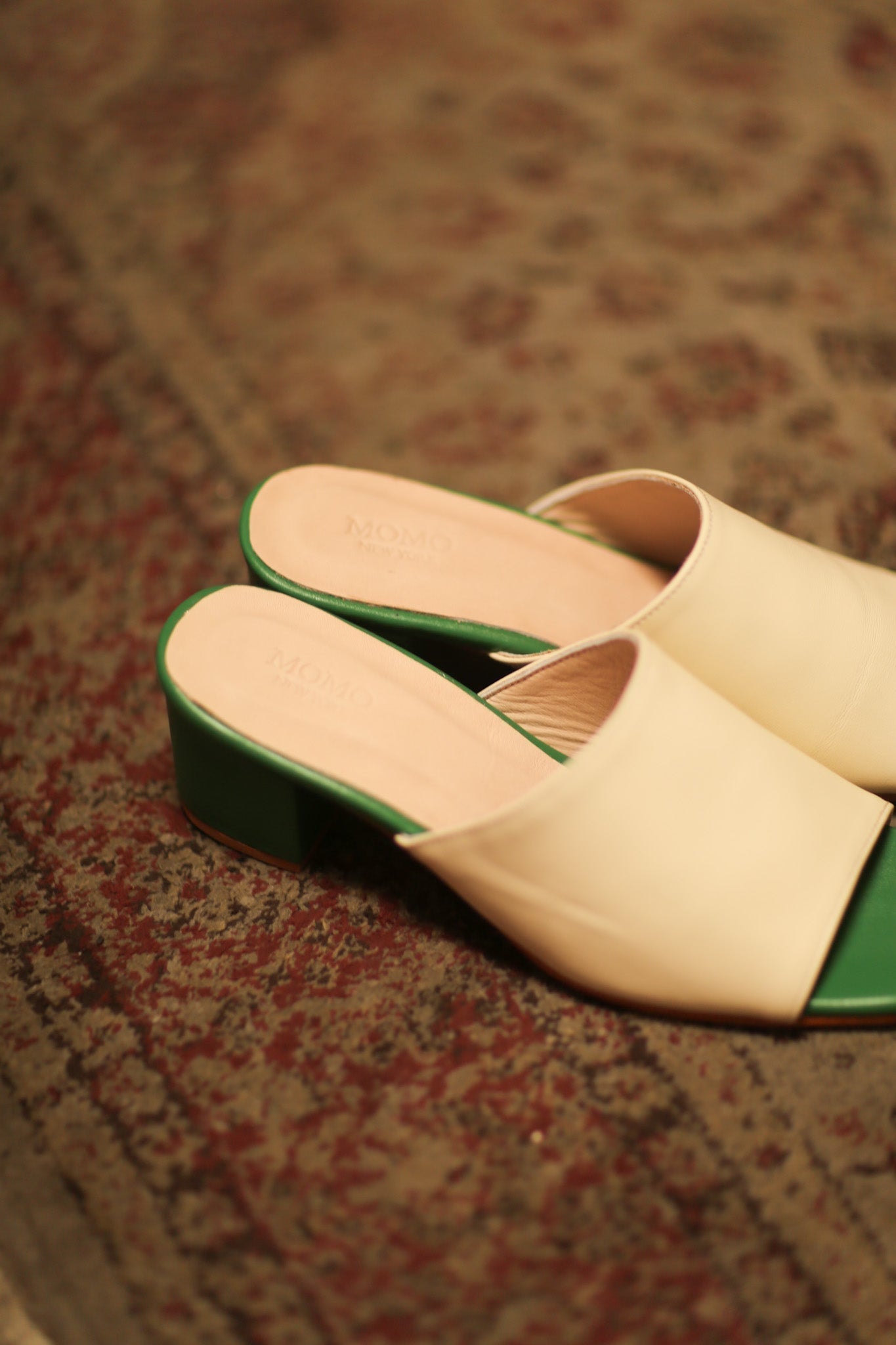 HEELED MULES LORIN CREAM GREEN - MOMO STUDIO BERLIN - Berlin Concept Store - sustainable & ethical fashion