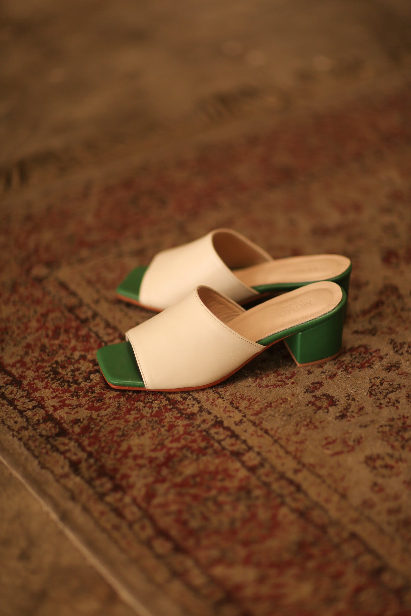 HEELED MULES LORIN CREAM GREEN - MOMO STUDIO BERLIN - Berlin Concept Store - sustainable & ethical fashion