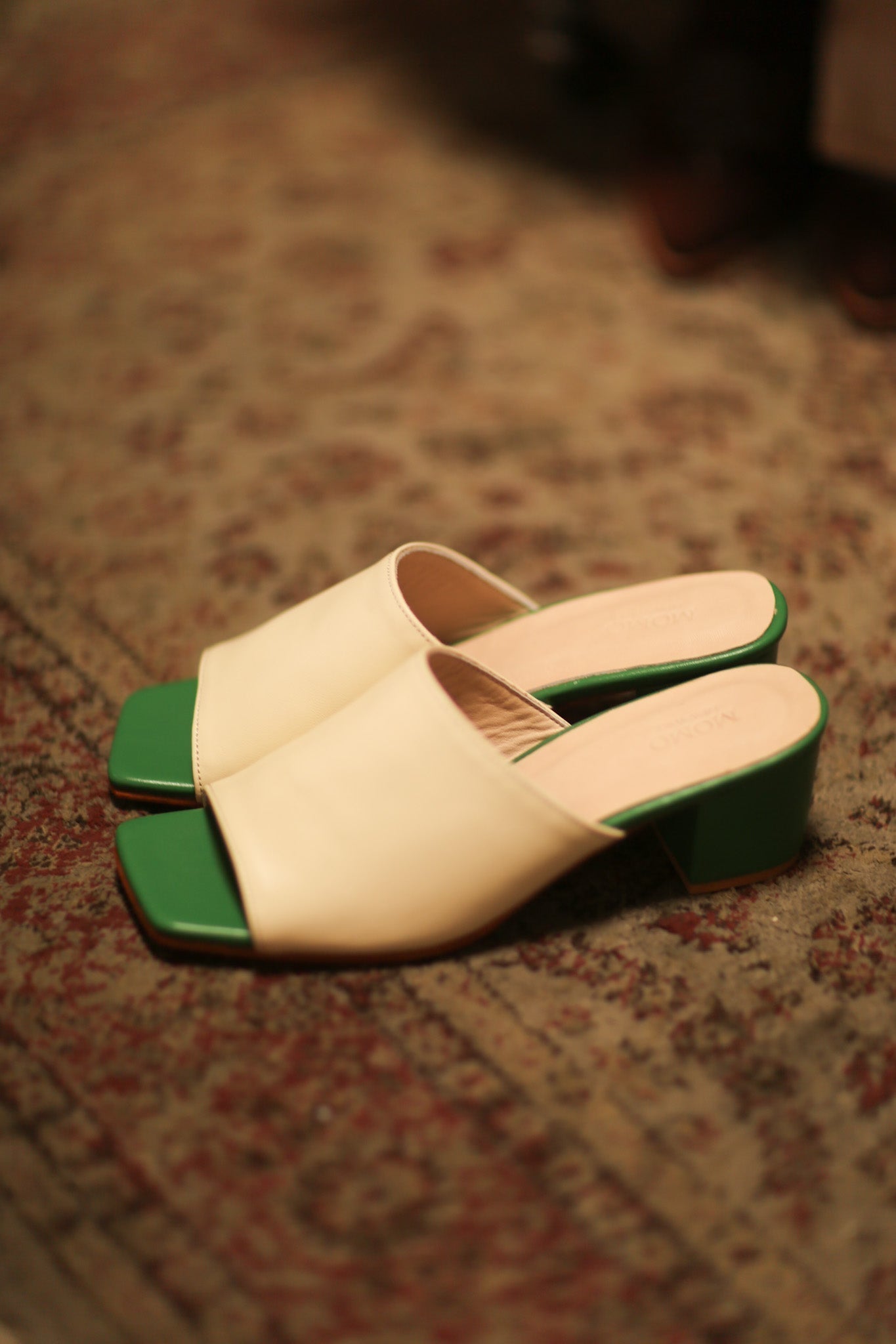 HEELED MULES LORIN CREAM GREEN - MOMO STUDIO BERLIN - Berlin Concept Store - sustainable & ethical fashion