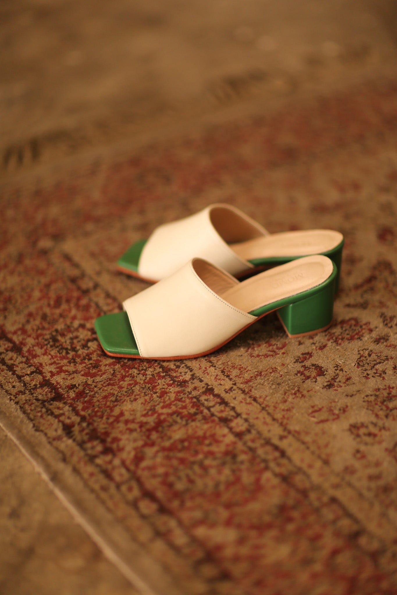 HEELED MULES LORIN CREAM GREEN - MOMO STUDIO BERLIN - Berlin Concept Store - sustainable & ethical fashion