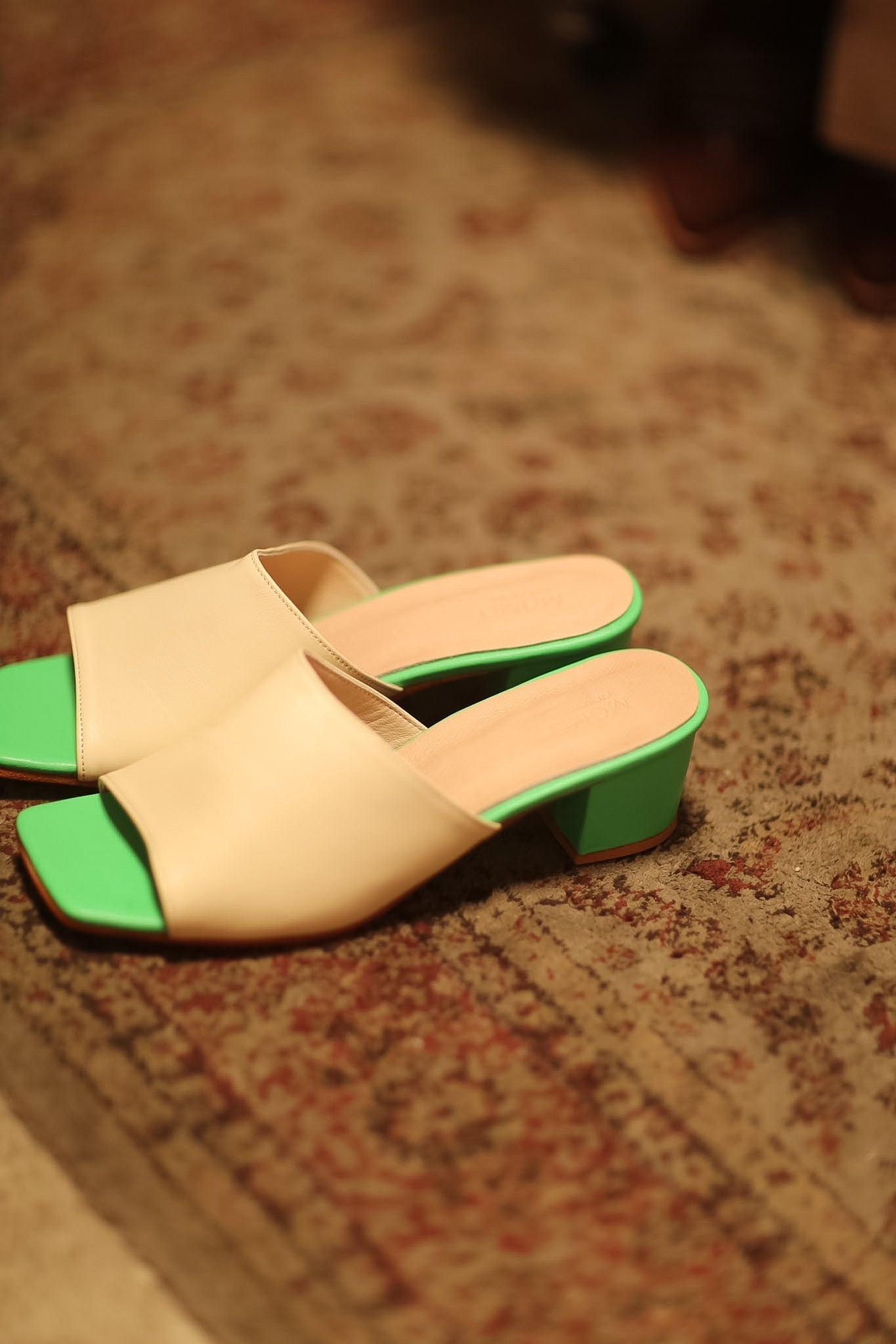 HEELED MULES LORIN CREAM LIME GREEN - MOMO STUDIO BERLIN - Berlin Concept Store - sustainable & ethical fashion