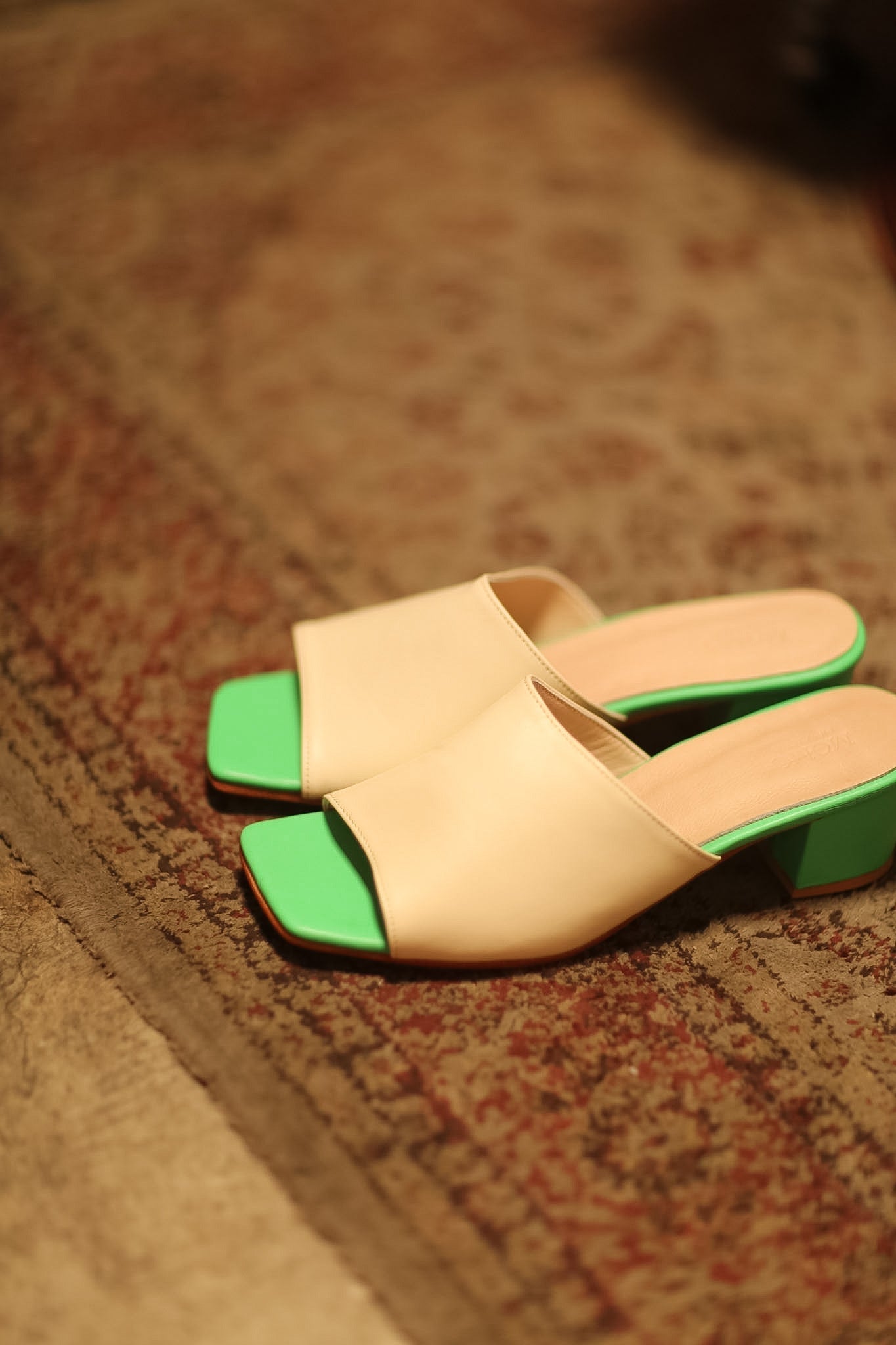HEELED MULES LORIN CREAM LIME GREEN - MOMO STUDIO BERLIN - Berlin Concept Store - sustainable & ethical fashion