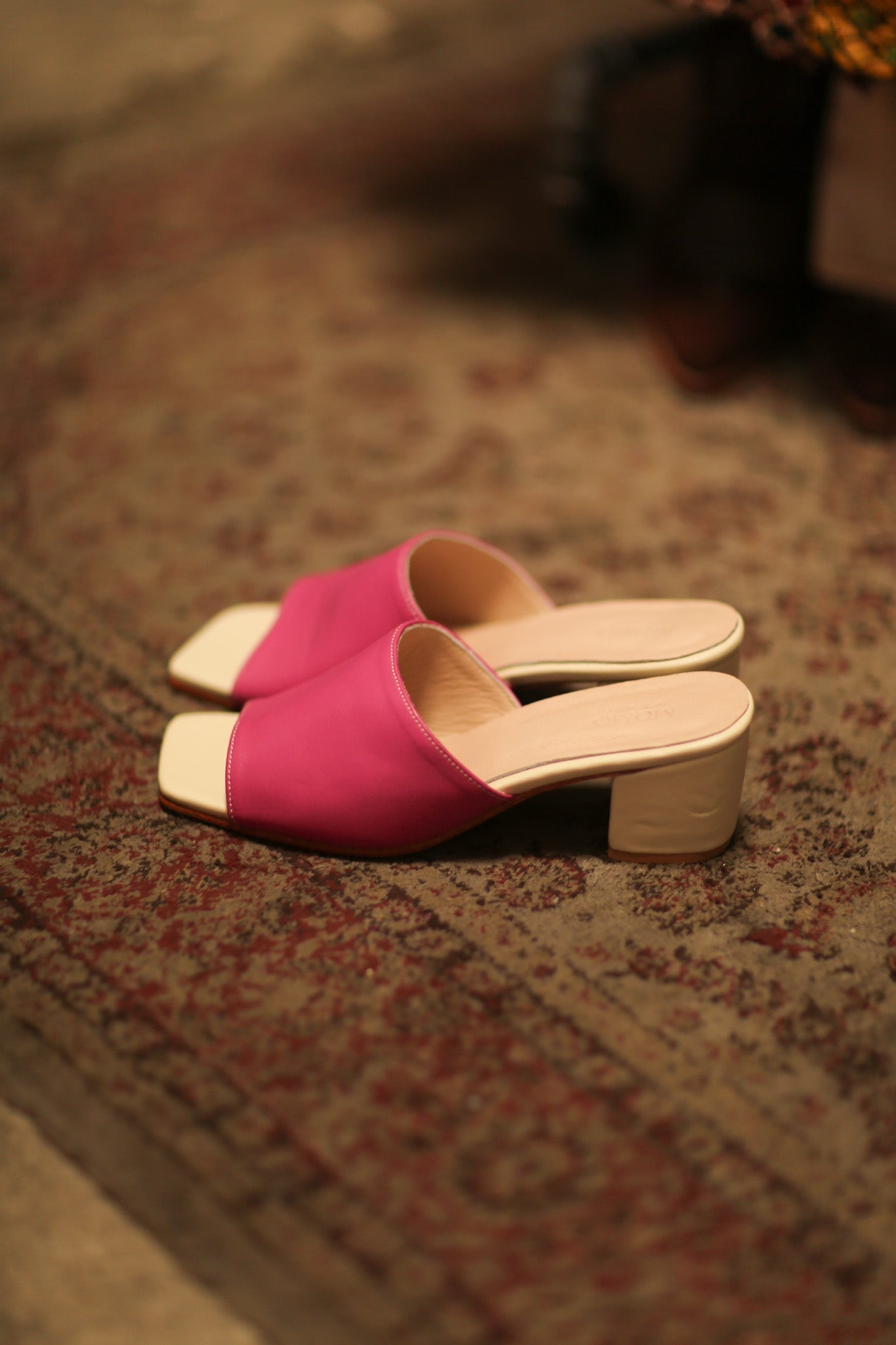 HEELED MULES LORIN FUSHIA CREAM - MOMO STUDIO BERLIN - Berlin Concept Store - sustainable & ethical fashion