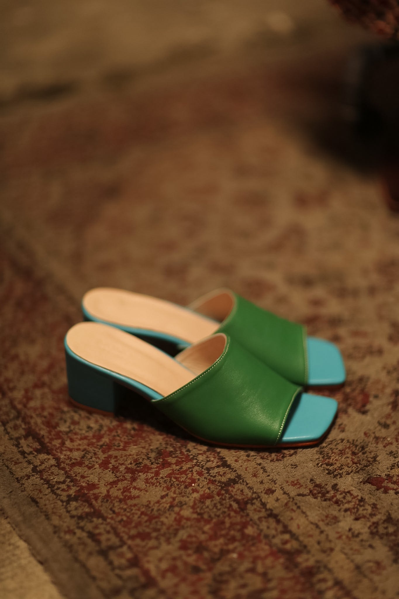 HEELED MULES LORIN GREEN LIGHT BLUE - MOMO STUDIO BERLIN - Berlin Concept Store - sustainable & ethical fashion