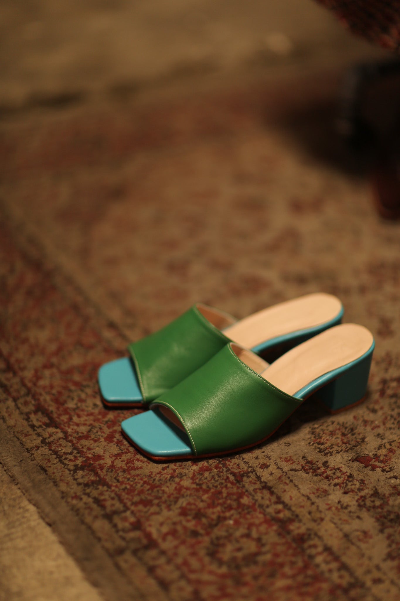 HEELED MULES LORIN GREEN LIGHT BLUE - MOMO STUDIO BERLIN - Berlin Concept Store - sustainable & ethical fashion