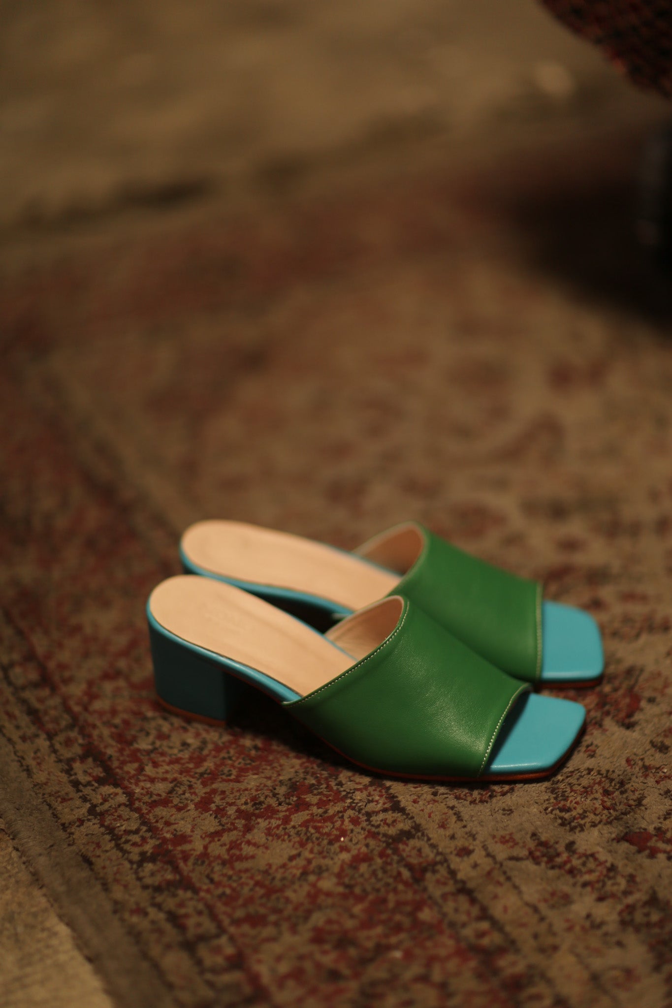 HEELED MULES LORIN GREEN LIGHT BLUE - MOMO STUDIO BERLIN - Berlin Concept Store - sustainable & ethical fashion