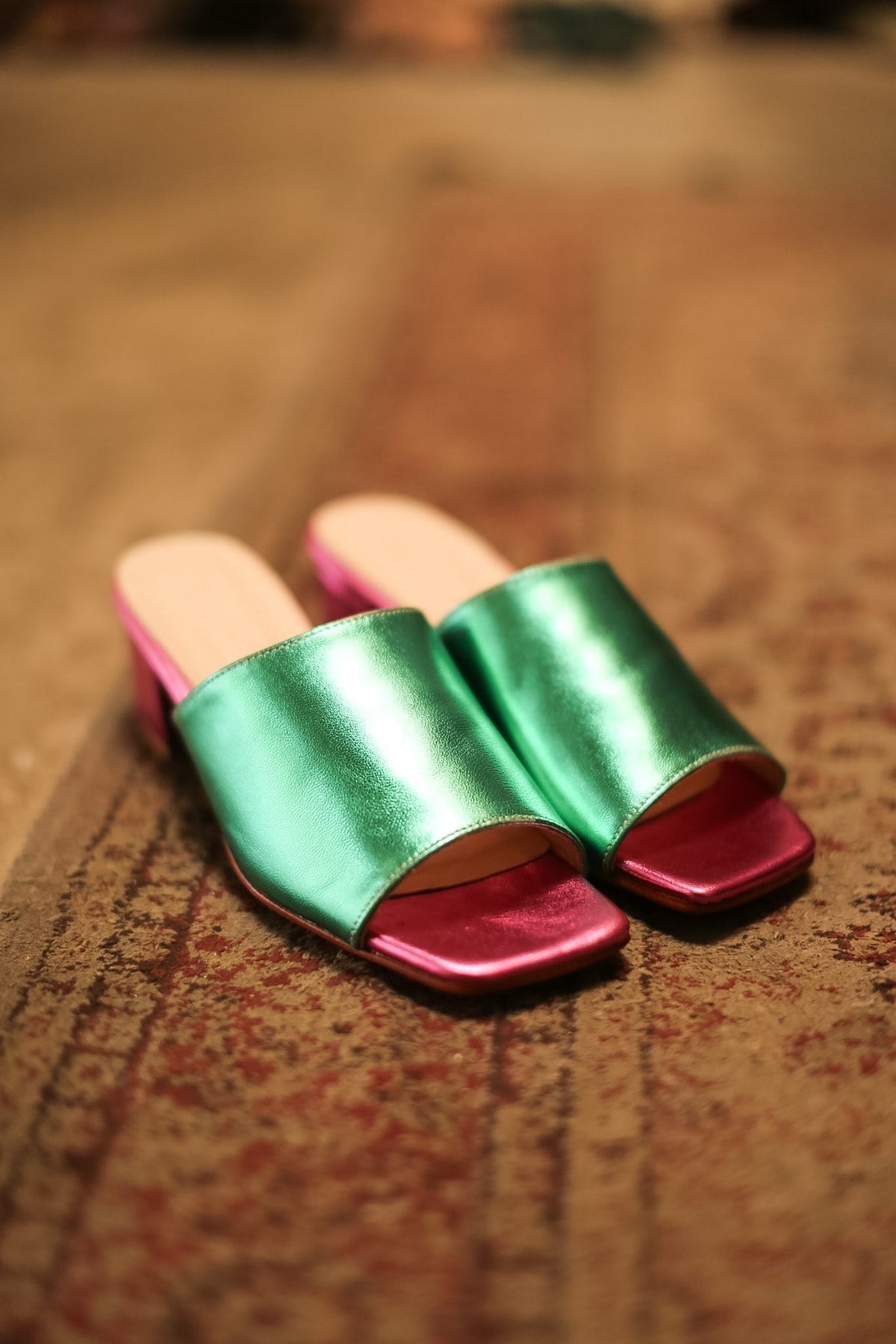 HEELED MULES LORIN GREEN PINK - MOMO STUDIO BERLIN - Berlin Concept Store - sustainable & ethical fashion