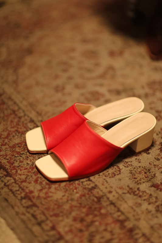 HEELED MULES LORIN RED CREAM - MOMO STUDIO BERLIN - Berlin Concept Store - sustainable & ethical fashion