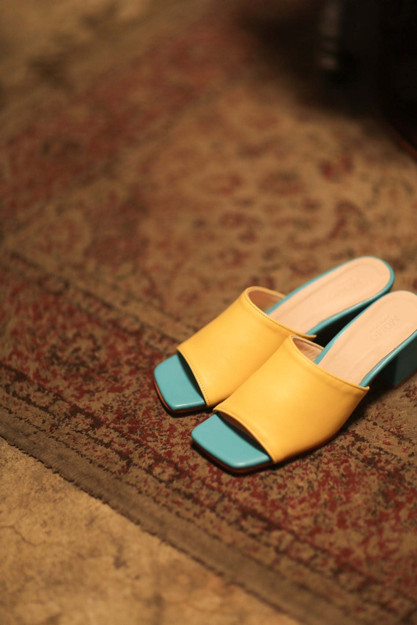 HEELED MULES LORIN YELLOW TURQUOISE - MOMO STUDIO BERLIN - Berlin Concept Store - sustainable & ethical fashion