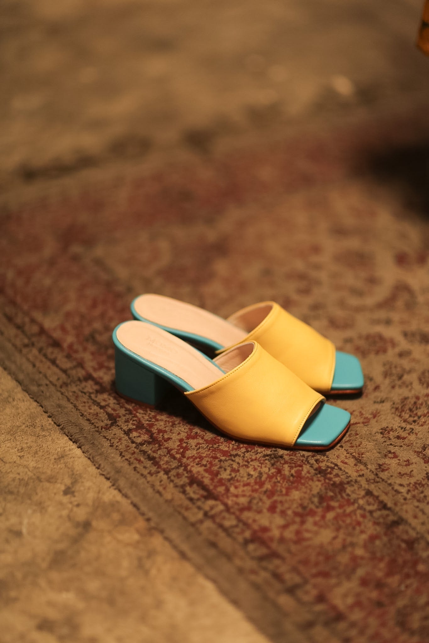 HEELED MULES LORIN YELLOW TURQUOISE - MOMO STUDIO BERLIN - Berlin Concept Store - sustainable & ethical fashion