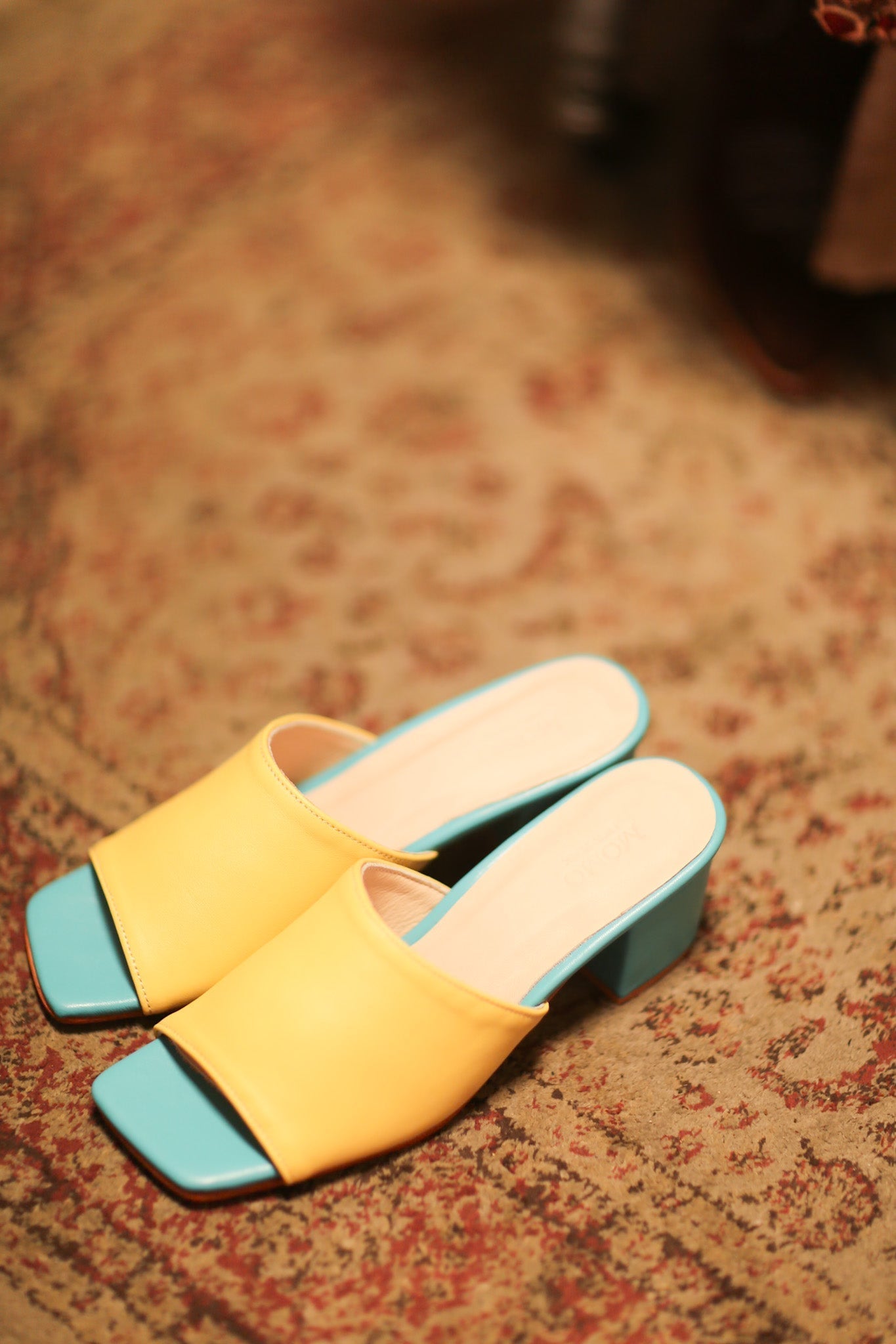 HEELED MULES LORIN YELLOW TURQUOISE - MOMO STUDIO BERLIN - Berlin Concept Store - sustainable & ethical fashion