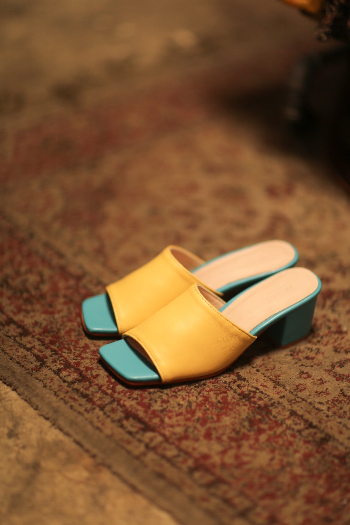 HEELED MULES LORIN YELLOW TURQUOISE - MOMO STUDIO BERLIN - Berlin Concept Store - sustainable & ethical fashion