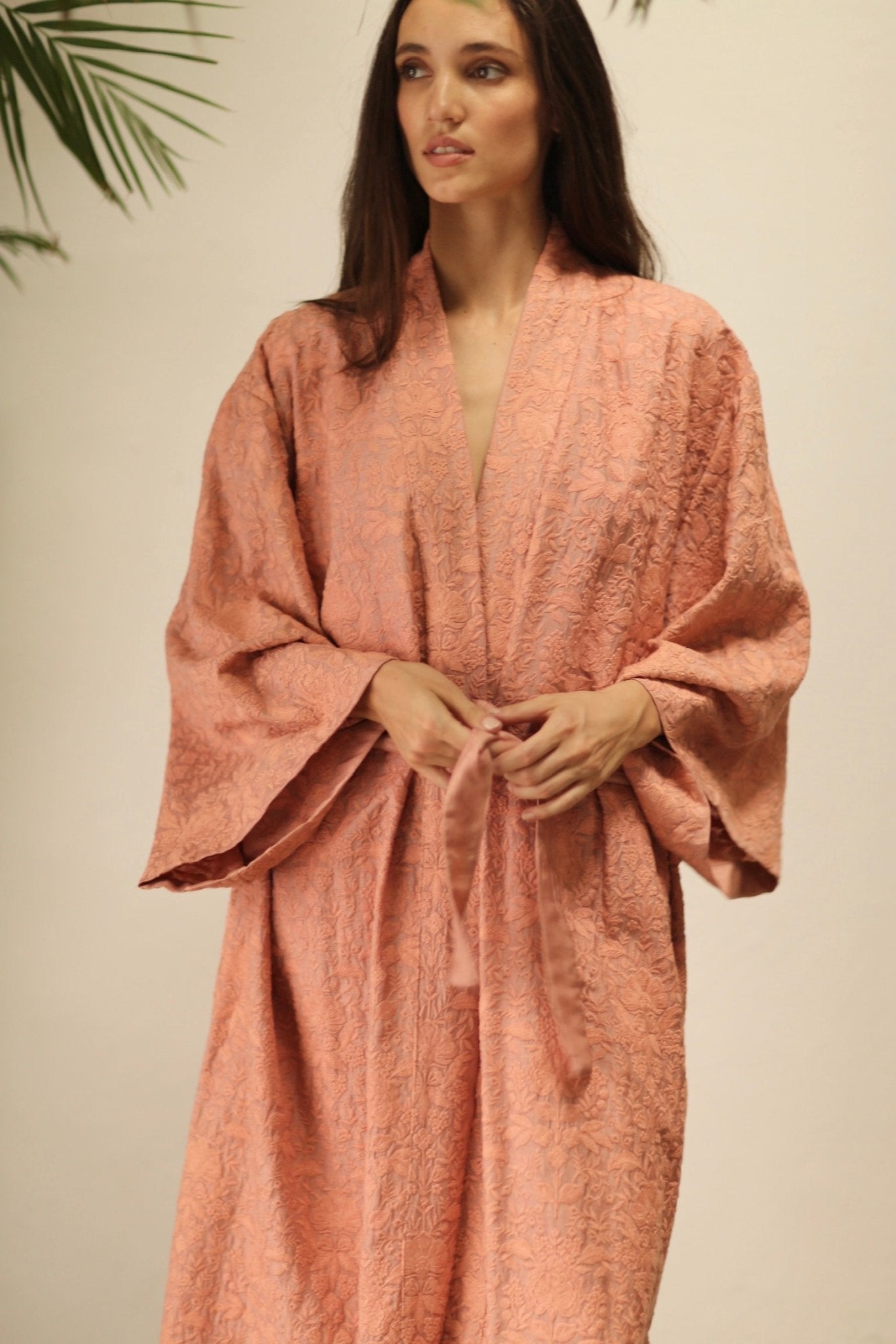 HERA PEACH PINK TUSSER SILK FLOWER KIMONO - MOMO STUDIO BERLIN - Berlin Concept Store - sustainable & ethical fashion