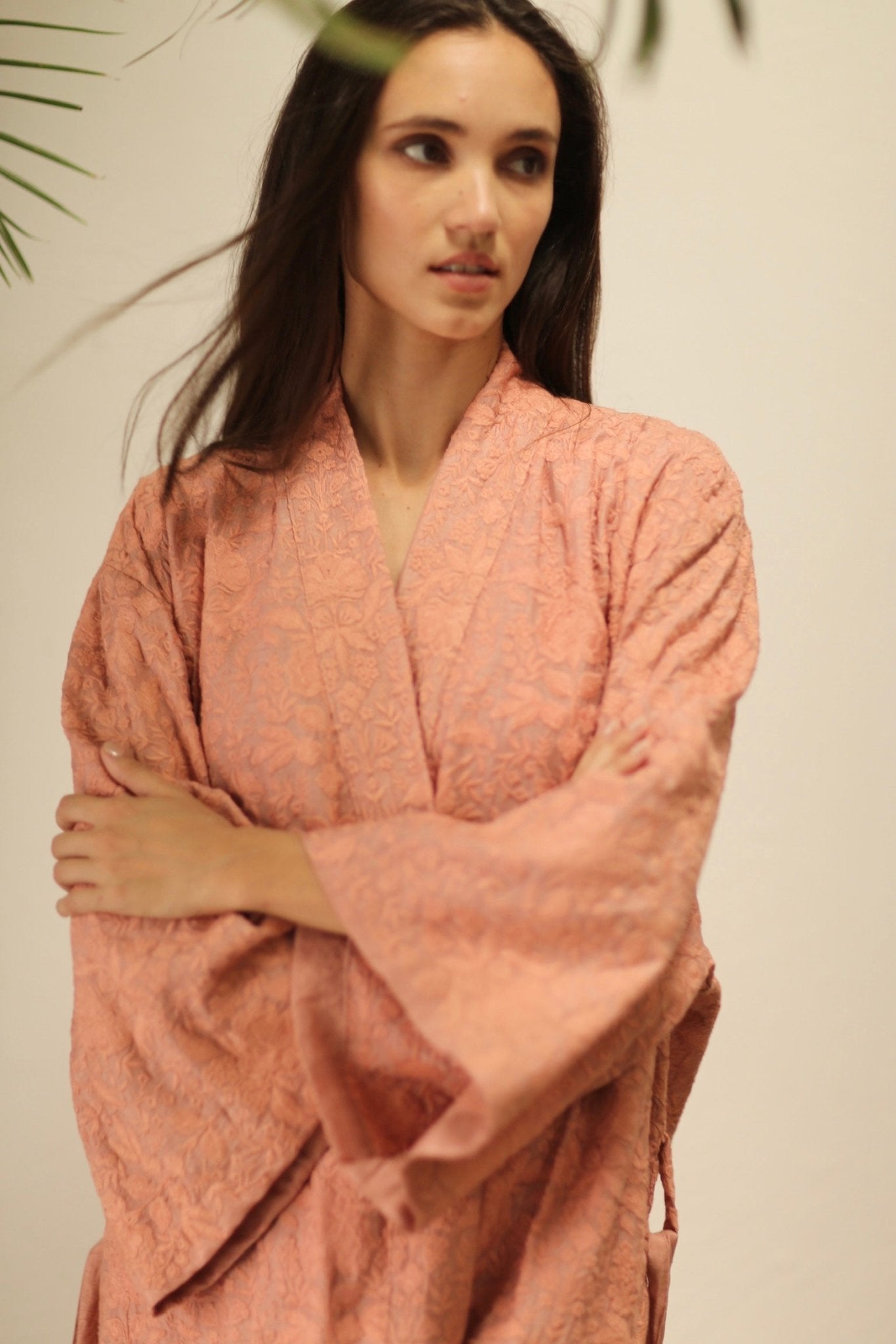 HERA PEACH PINK TUSSER SILK FLOWER KIMONO - MOMO STUDIO BERLIN - Berlin Concept Store - sustainable & ethical fashion