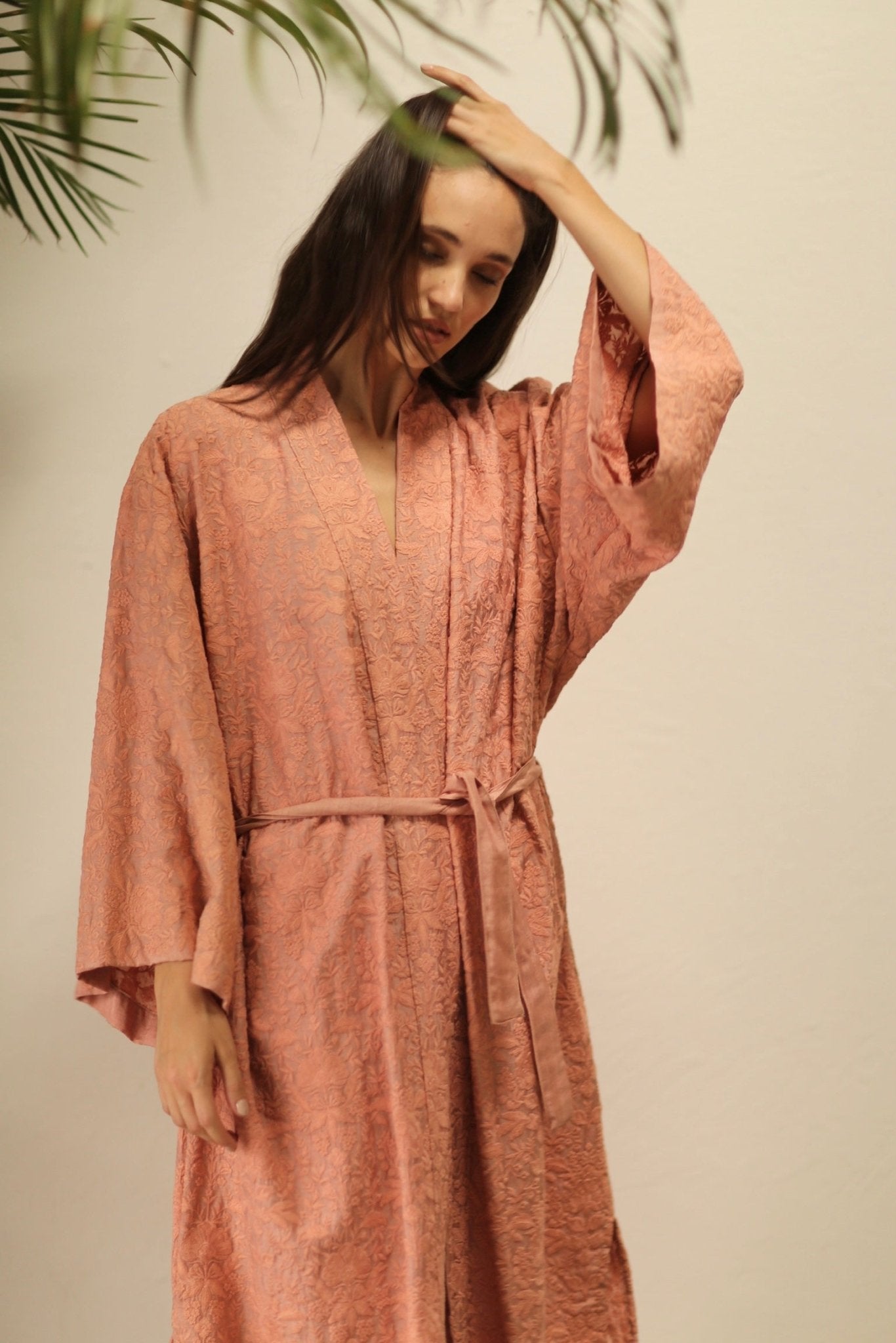 HERA PEACH PINK TUSSER SILK FLOWER KIMONO - MOMO STUDIO BERLIN - Berlin Concept Store - sustainable & ethical fashion