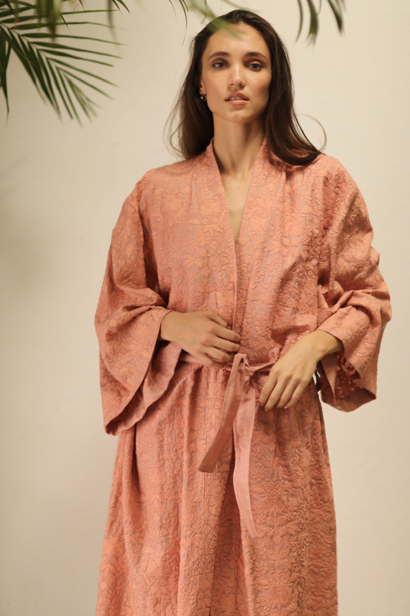 HERA PEACH PINK TUSSER SILK FLOWER KIMONO - MOMO STUDIO BERLIN - Berlin Concept Store - sustainable & ethical fashion