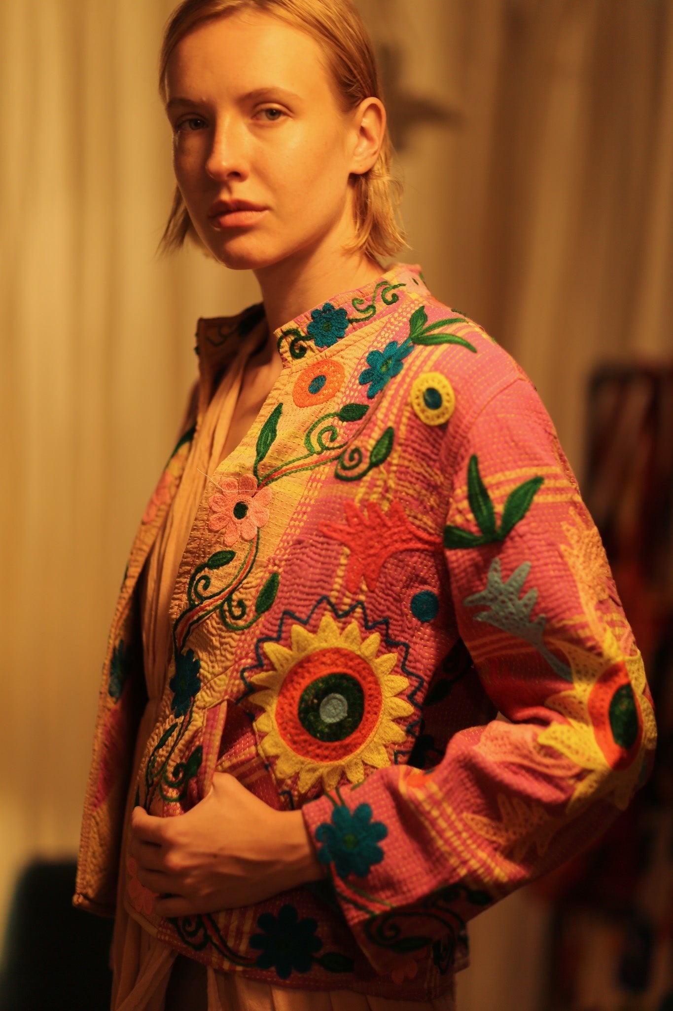 JACKET INGRID SUNFLOWER EMBROIDERED - MOMO STUDIO BERLIN - Berlin Concept Store - sustainable & ethical fashion