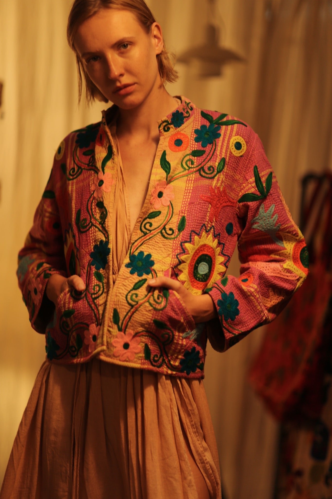 JACKET INGRID SUNFLOWER EMBROIDERED - MOMO STUDIO BERLIN - Berlin Concept Store - sustainable & ethical fashion