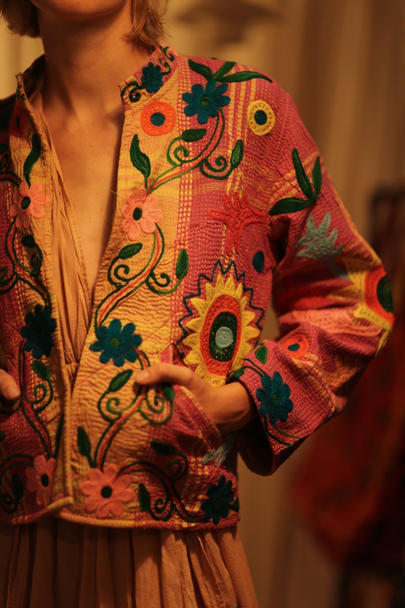 JACKET INGRID SUNFLOWER EMBROIDERED - MOMO STUDIO BERLIN - Berlin Concept Store - sustainable & ethical fashion