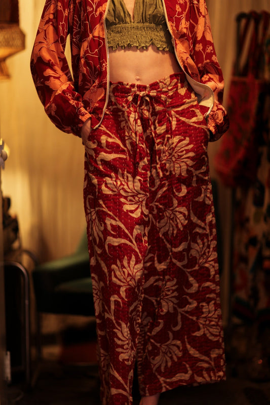 JUDITH KANTHA TROUSERS BURGUNDY BOUQUET - MOMO STUDIO BERLIN - Berlin Concept Store - sustainable & ethical fashion