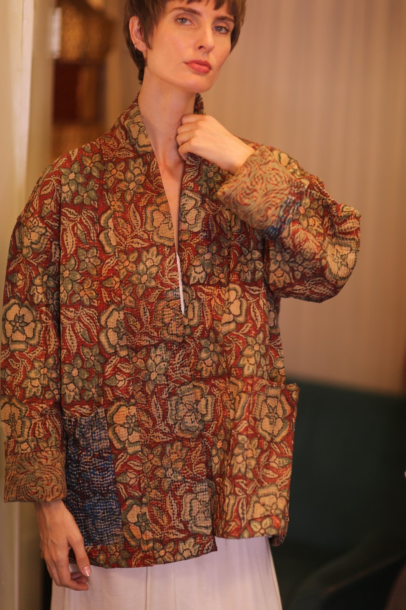 KANTHA KIMONO JACKET FLORAL GITTI - MOMO STUDIO BERLIN - Berlin Concept Store - sustainable & ethical fashion