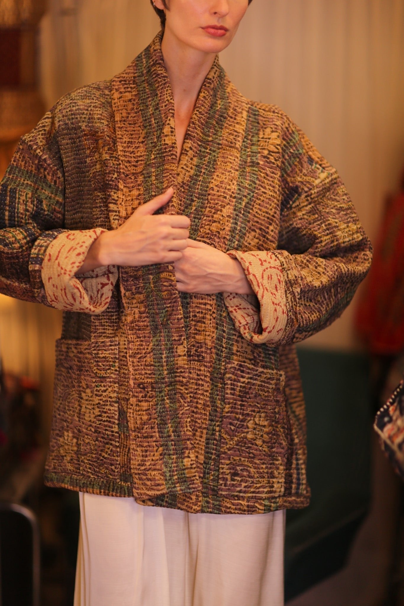 KANTHA KIMONO JACKET FRIDU VINTAGE STYLE - MOMO STUDIO BERLIN - Berlin Concept Store - sustainable & ethical fashion