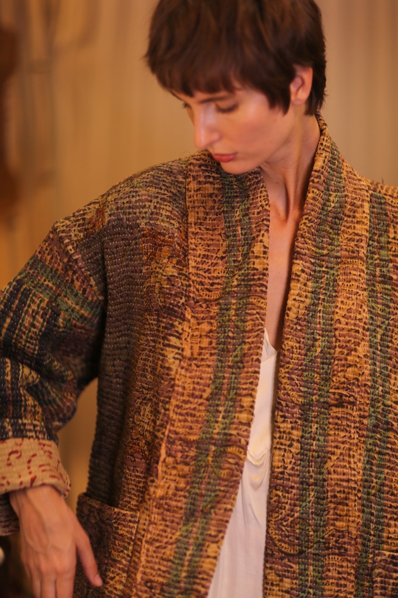 KANTHA KIMONO JACKET FRIDU VINTAGE STYLE - MOMO STUDIO BERLIN - Berlin Concept Store - sustainable & ethical fashion