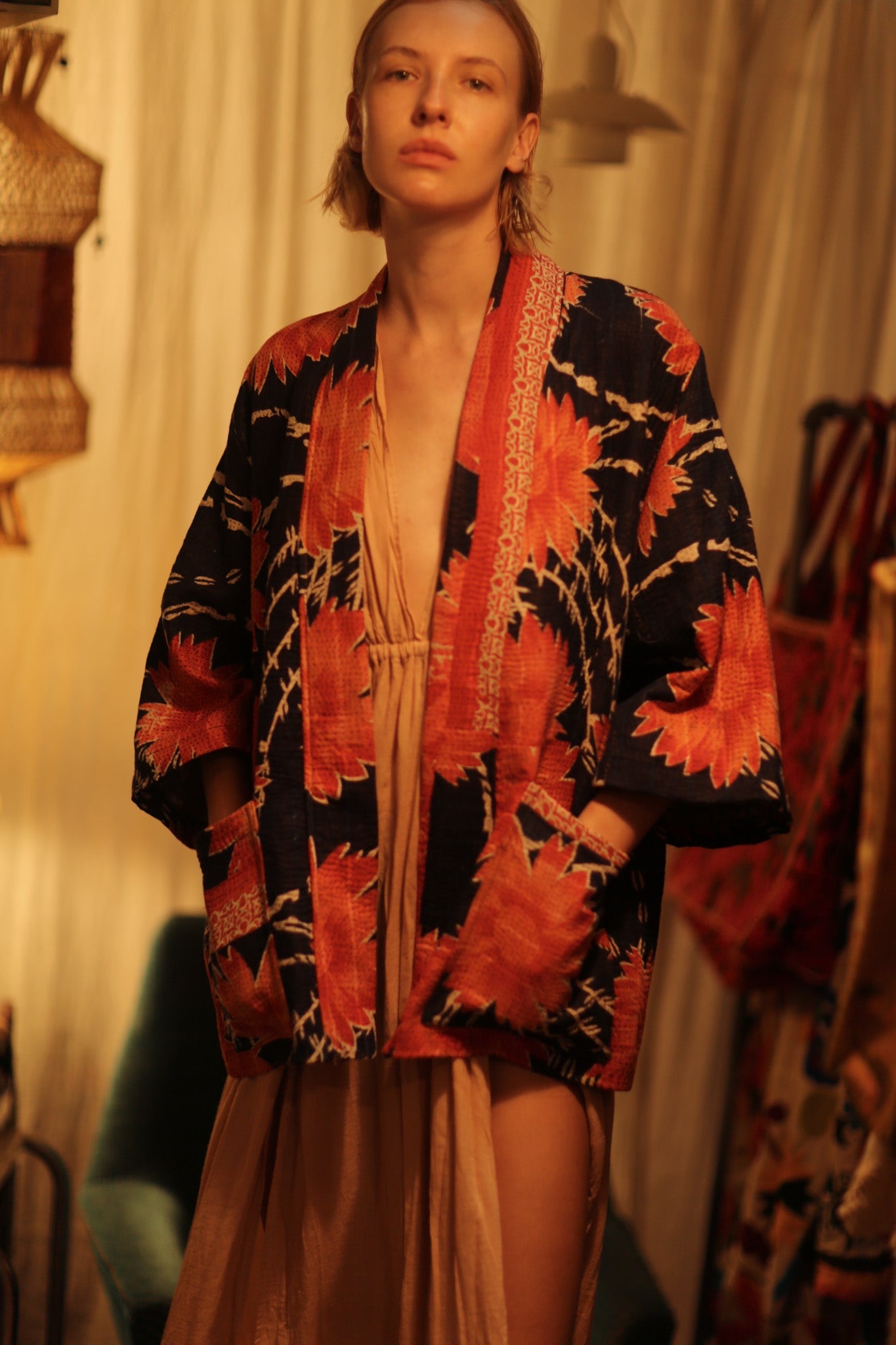 KANTHA SHORT KIMONO RUBYIN - MOMO STUDIO BERLIN - Berlin Concept Store - sustainable & ethical fashion