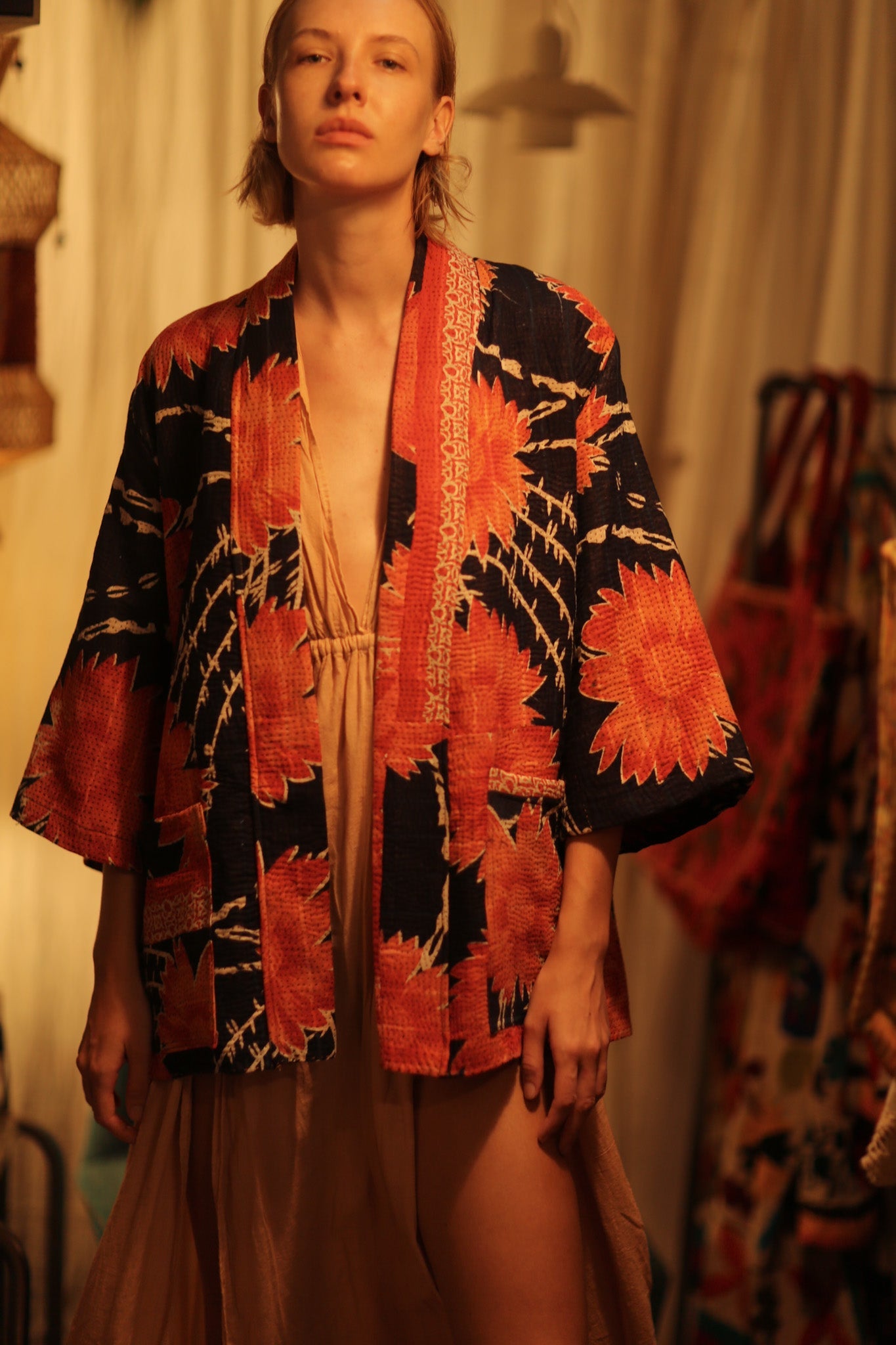 KANTHA SHORT KIMONO RUBYIN - MOMO STUDIO BERLIN - Berlin Concept Store - sustainable & ethical fashion
