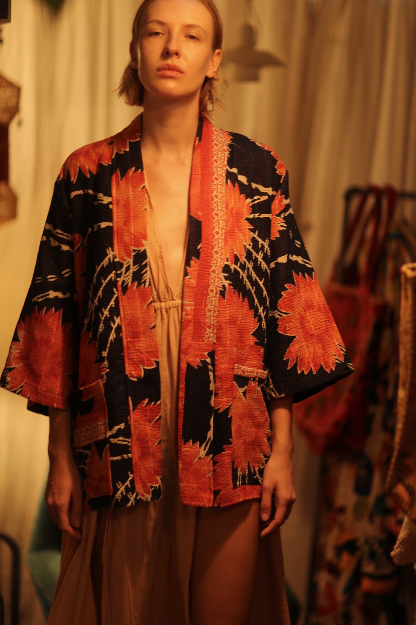KANTHA SHORT KIMONO RUBYIN - MOMO STUDIO BERLIN - Berlin Concept Store - sustainable & ethical fashion