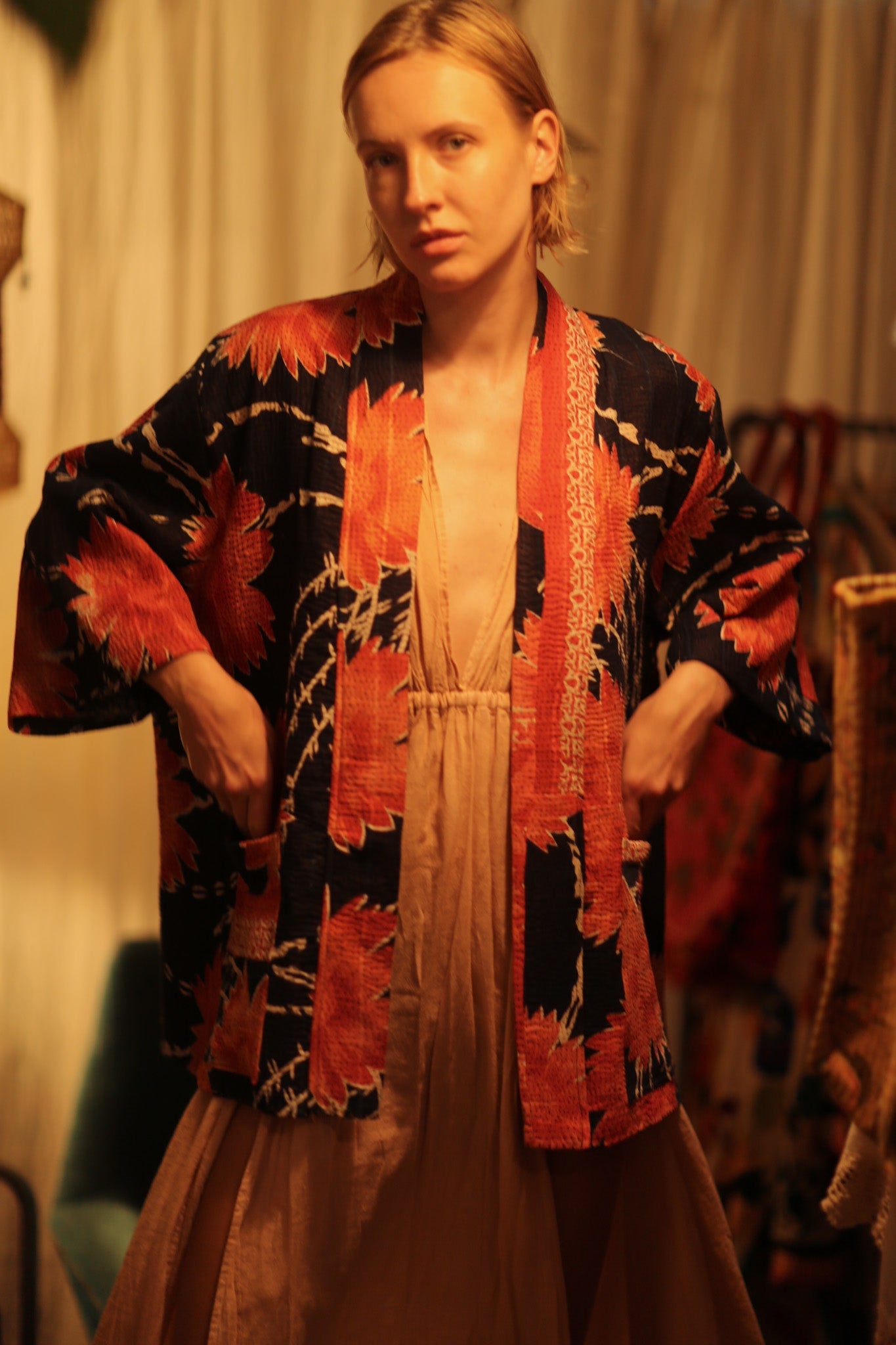 KANTHA SHORT KIMONO RUBYIN - MOMO STUDIO BERLIN - Berlin Concept Store - sustainable & ethical fashion