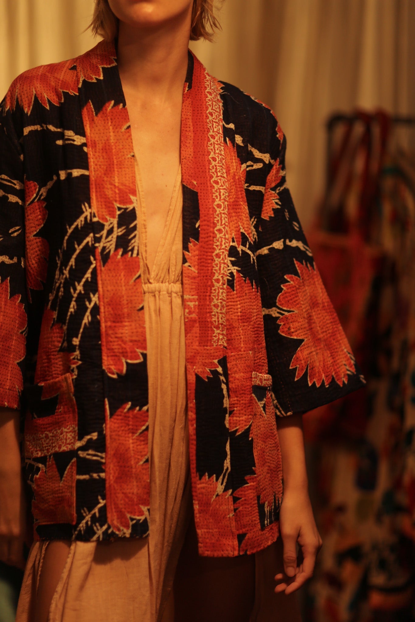 KANTHA SHORT KIMONO RUBYIN - MOMO STUDIO BERLIN - Berlin Concept Store - sustainable & ethical fashion
