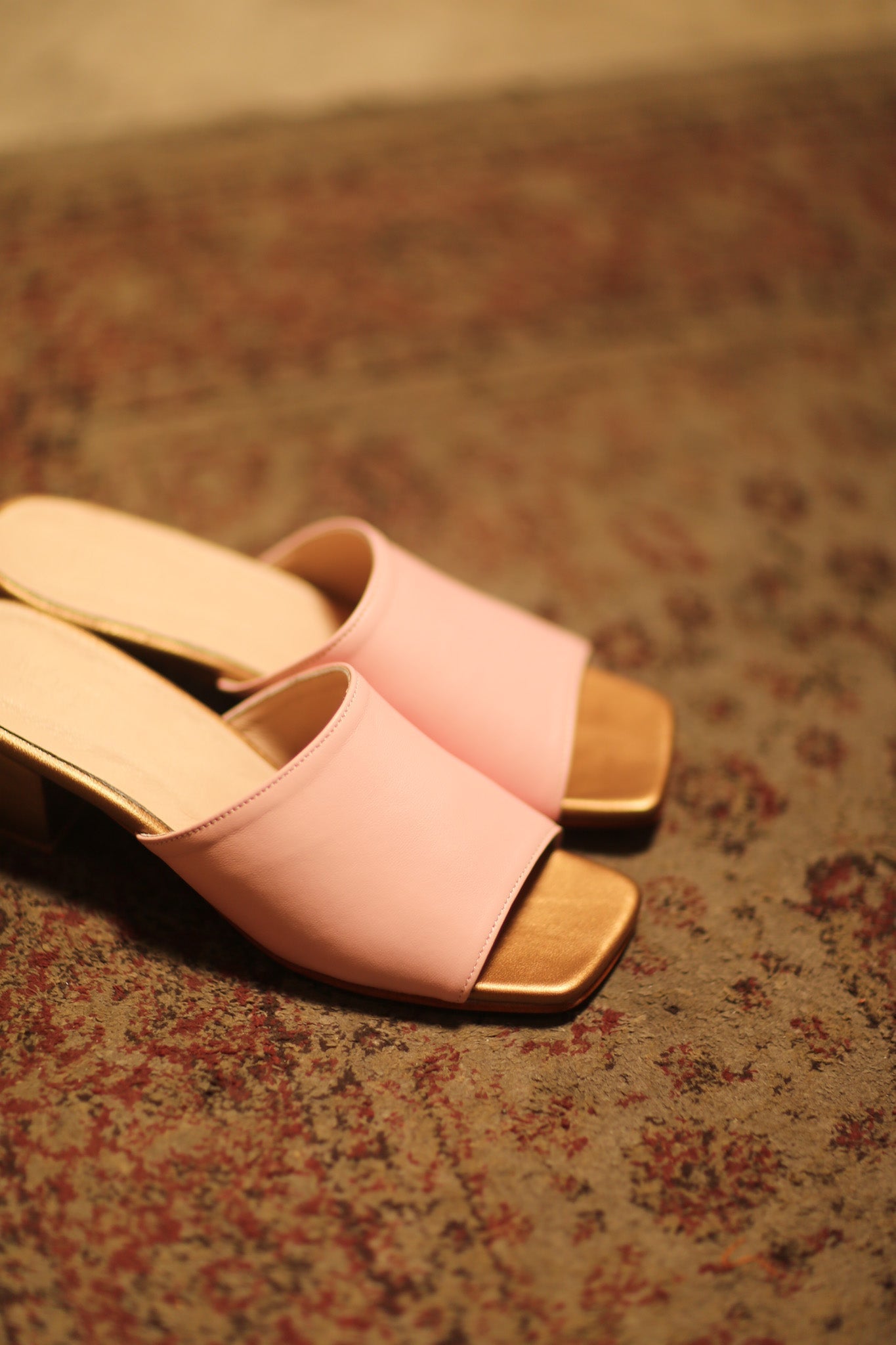 LEATHER HEELED MULES LORIN PINK GOLD - MOMO STUDIO BERLIN - Berlin Concept Store - sustainable & ethical fashion