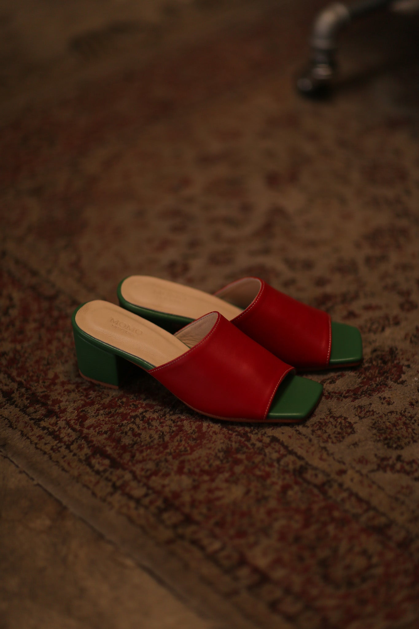 LEATHER MULES LORIN RED GREEN - MOMO STUDIO BERLIN - Berlin Concept Store - sustainable & ethical fashion