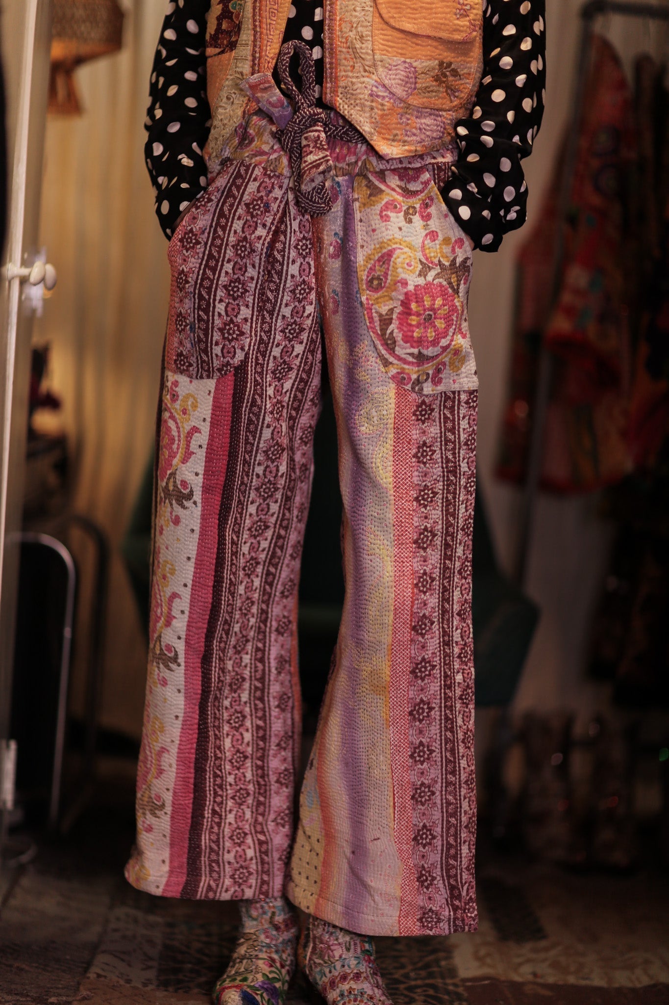 LENA KANTHA TROUSERS PURPLE PATTERN - MOMO STUDIO BERLIN - Berlin Concept Store - sustainable & ethical fashion