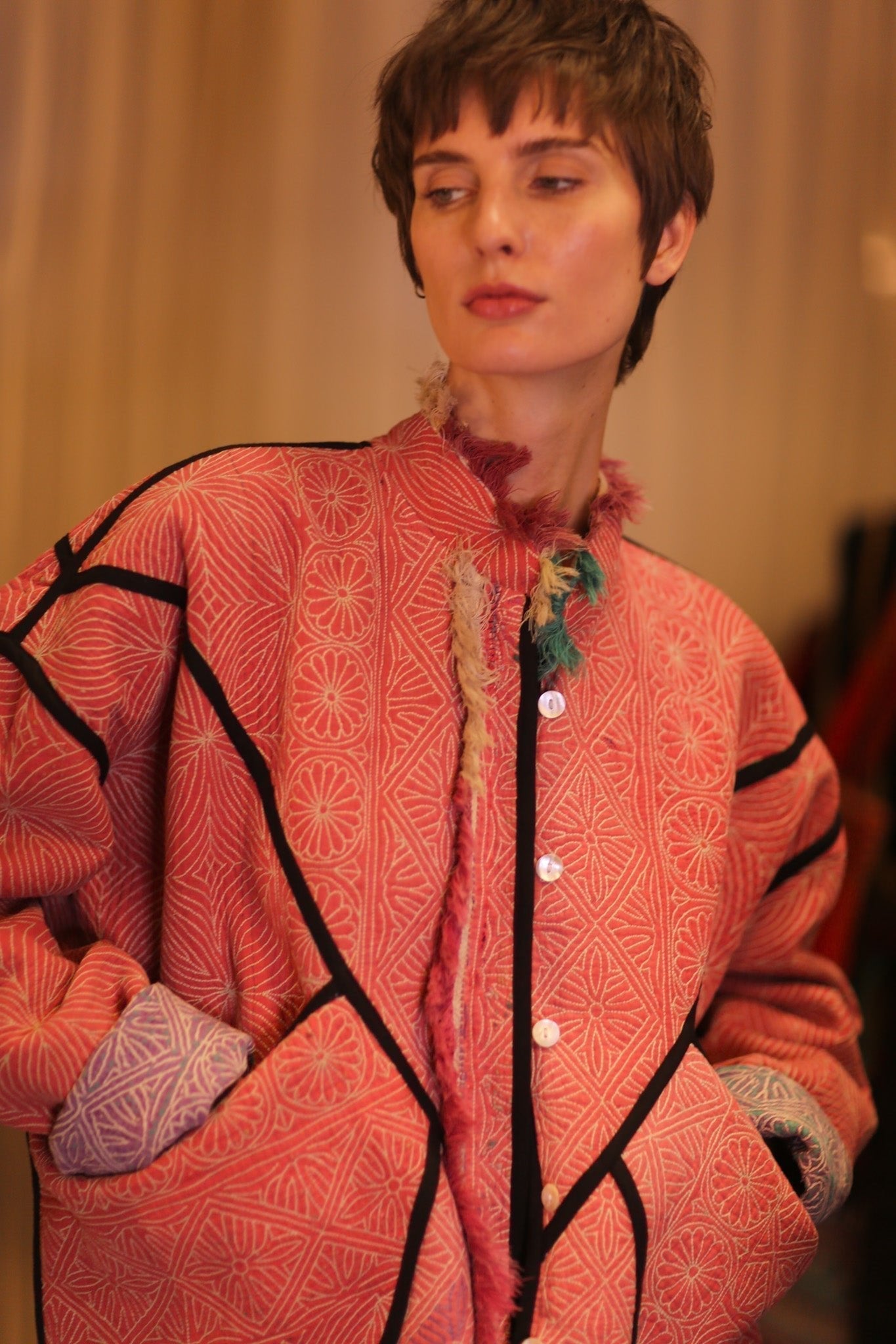 LIGHT RED KANTHA BOMBER JACKET DIRUN - MOMO STUDIO BERLIN - Berlin Concept Store - sustainable & ethical fashion