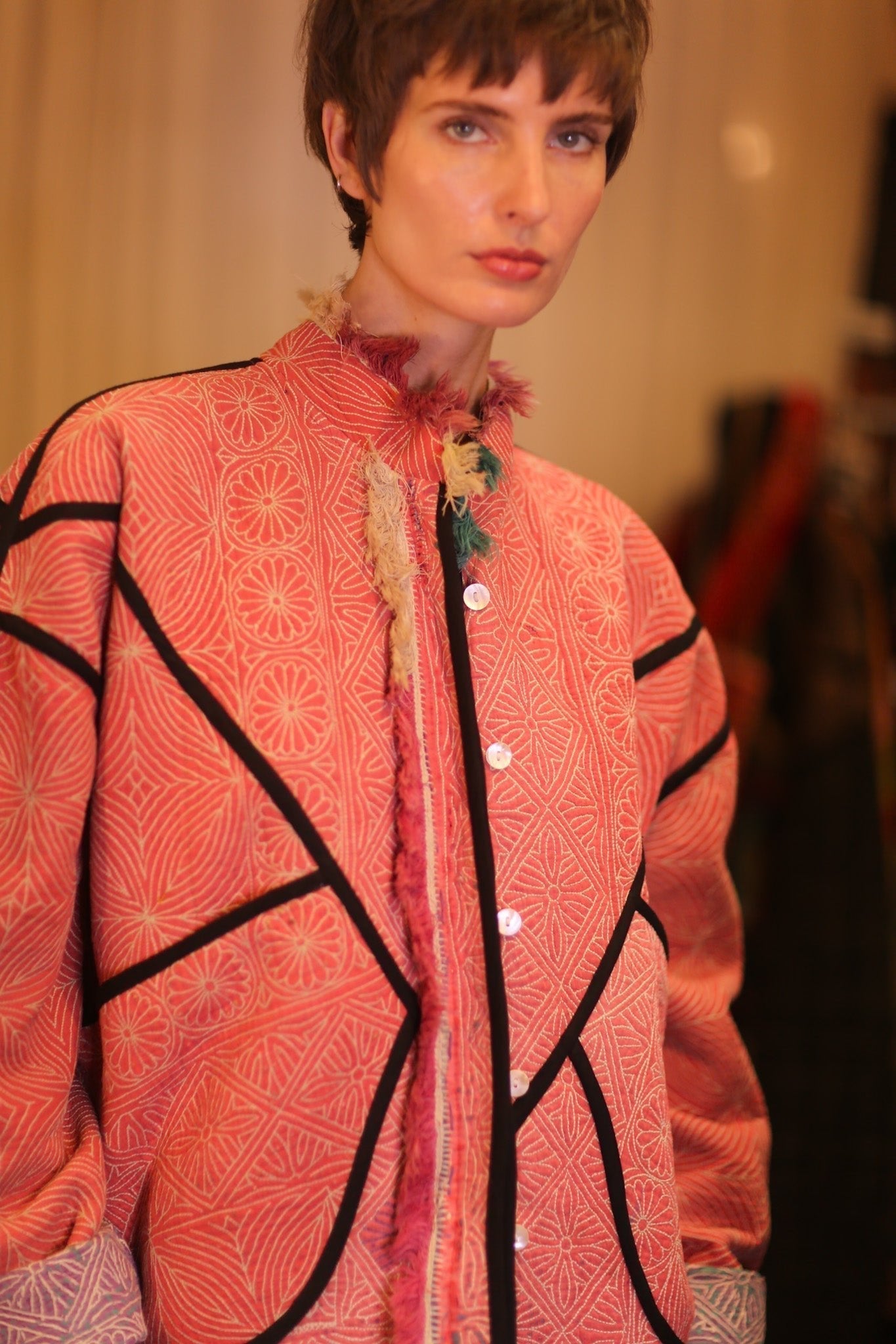 LIGHT RED KANTHA BOMBER JACKET DIRUN - MOMO STUDIO BERLIN - Berlin Concept Store - sustainable & ethical fashion