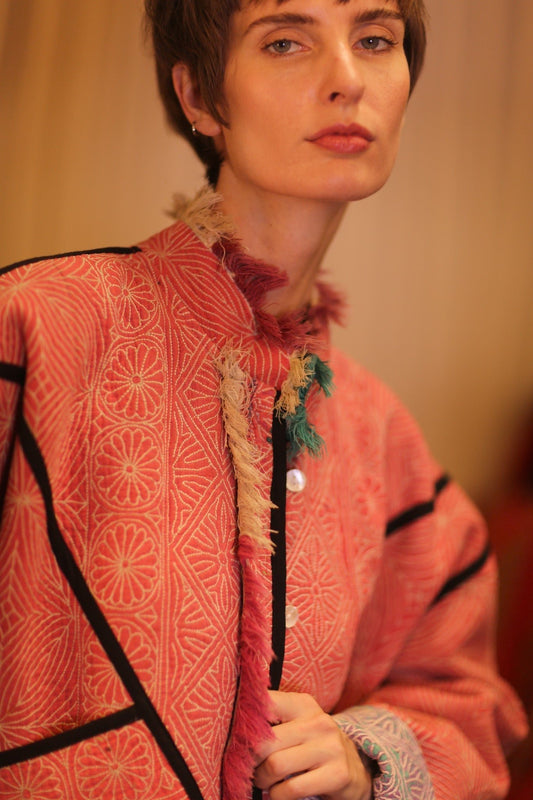 LIGHT RED KANTHA BOMBER JACKET DIRUN - MOMO STUDIO BERLIN - Berlin Concept Store - sustainable & ethical fashion