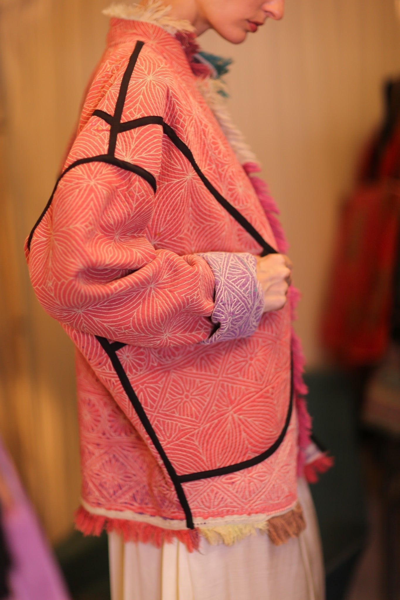 LIGHT RED KANTHA BOMBER JACKET DIRUN - MOMO STUDIO BERLIN - Berlin Concept Store - sustainable & ethical fashion